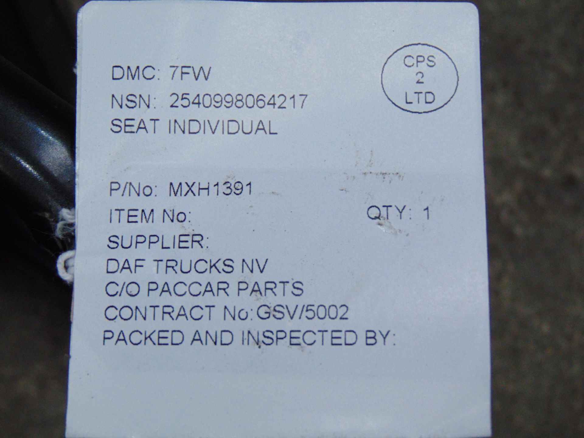 DAF Individual Seat P/No MXH1391 - Image 8 of 8