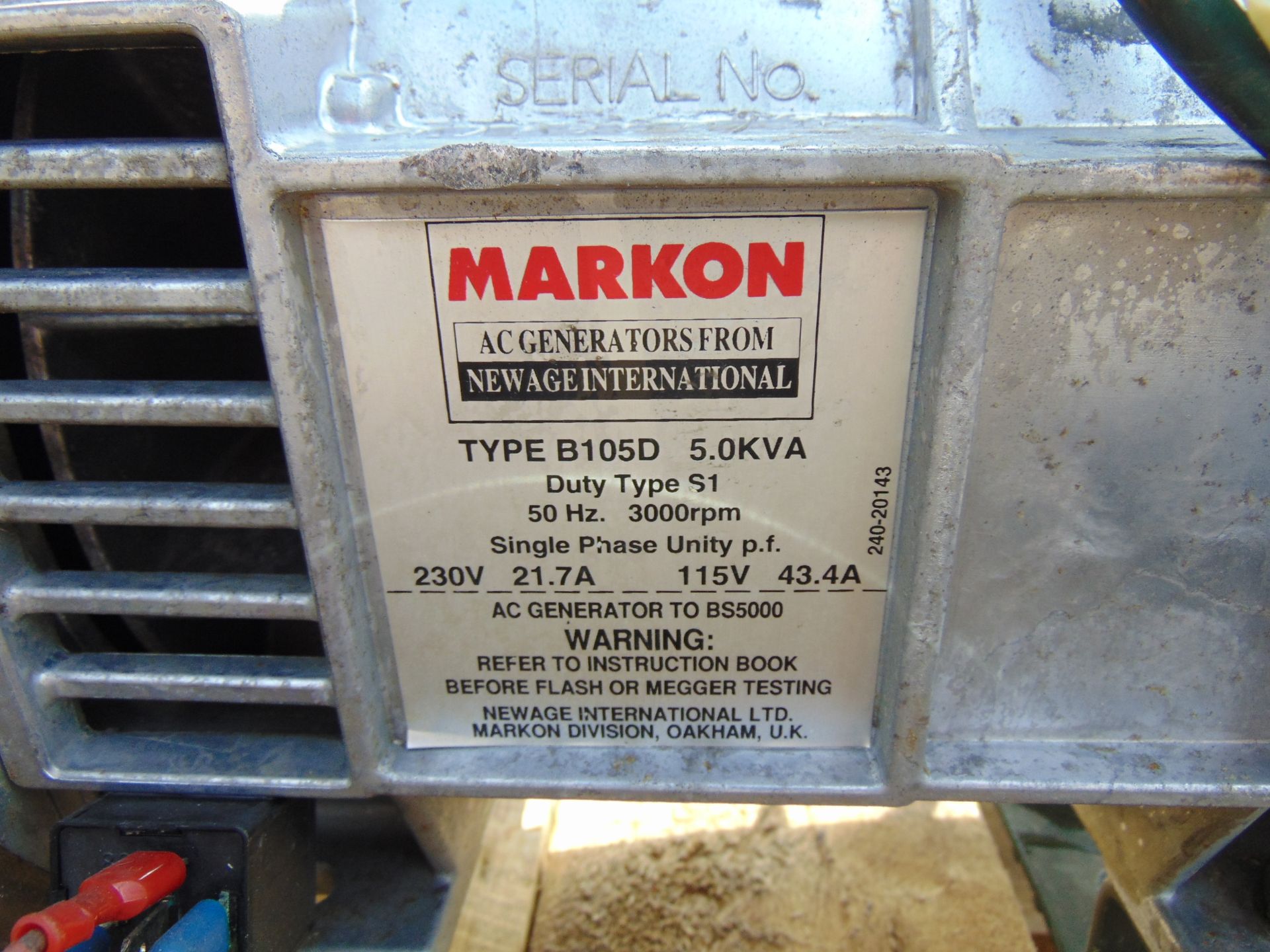 Lister Petter Markon 5 KVA Single Phase Diesel Generator 34 hours only - Image 10 of 15