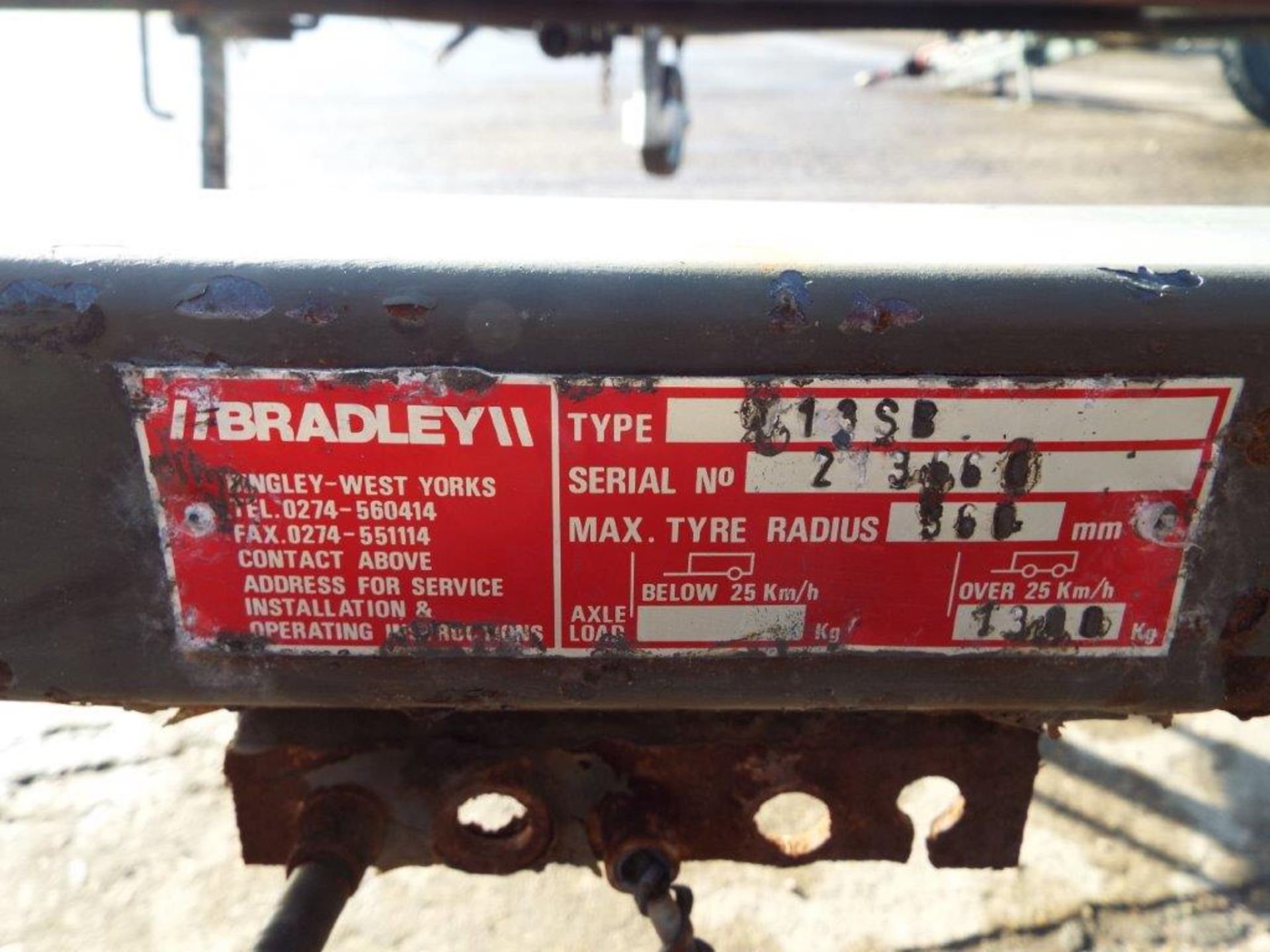 Bradley 1.3T Single Axle Trailer Frame - Ideal for Water Tanks etc - Image 13 of 14