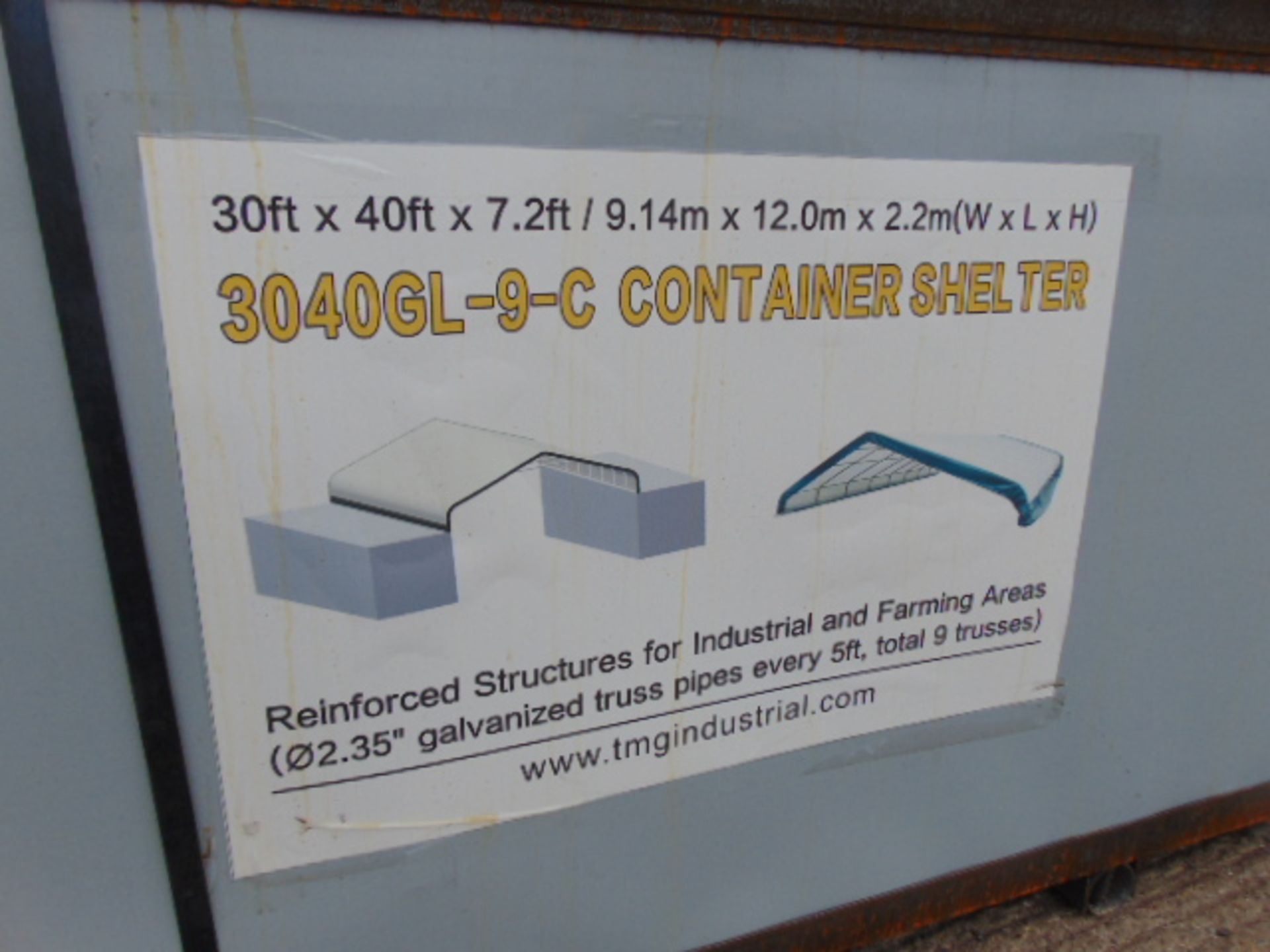 Container Shelter 30'W x 40'L x 7.2' H P/No 3040GL-9-C - Image 2 of 7