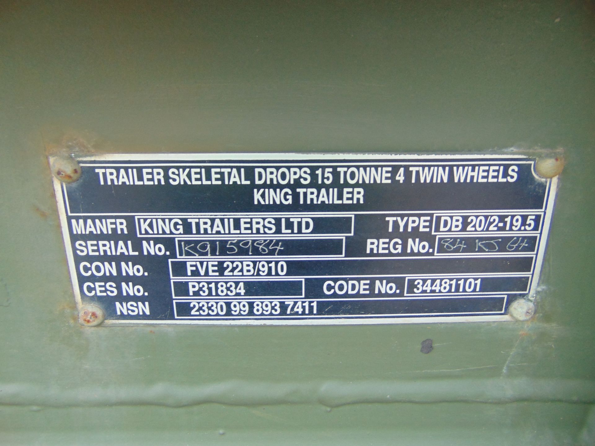 King DB 2 Axle 15 Tonne Skeletal drops/skip/container Trailer - Image 21 of 25