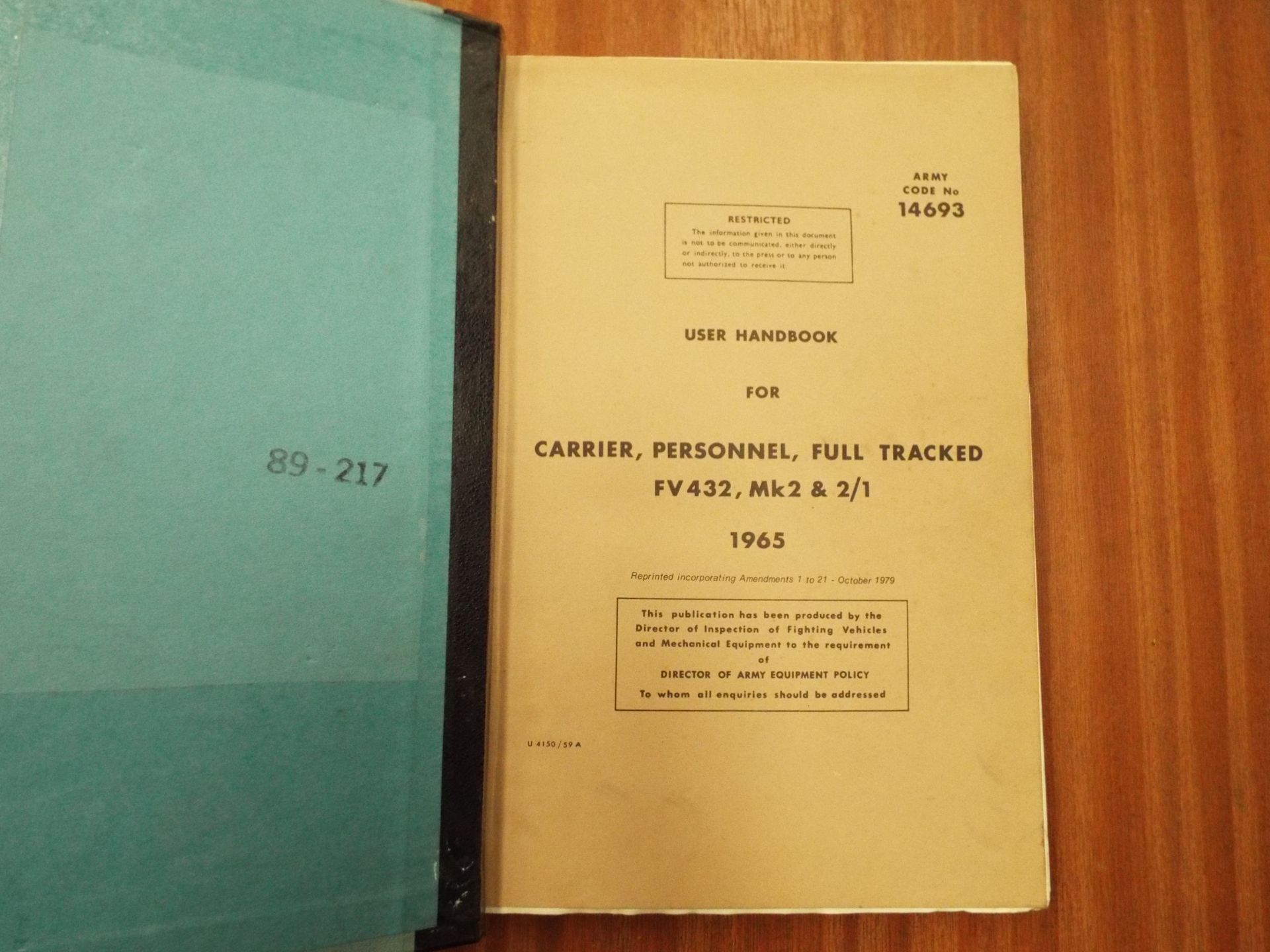 Extremely Rare 1965 FV432 User Handbook Complete with Variant Supplements