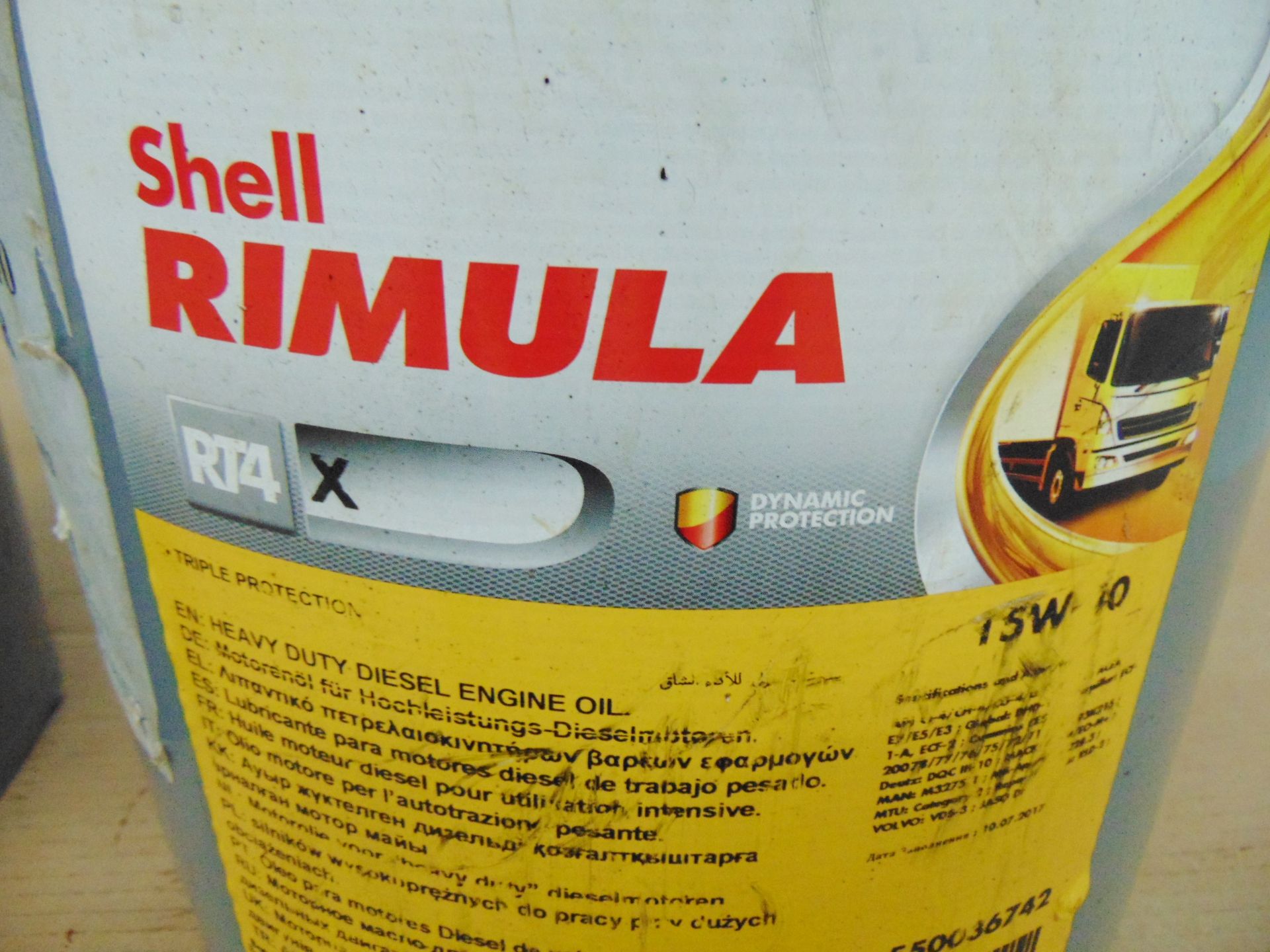 2 x Unissued Tubs of Shell Rimula RT4 X 15W-40 20L Heavy Duty Diesel Engine Oil - Image 3 of 5