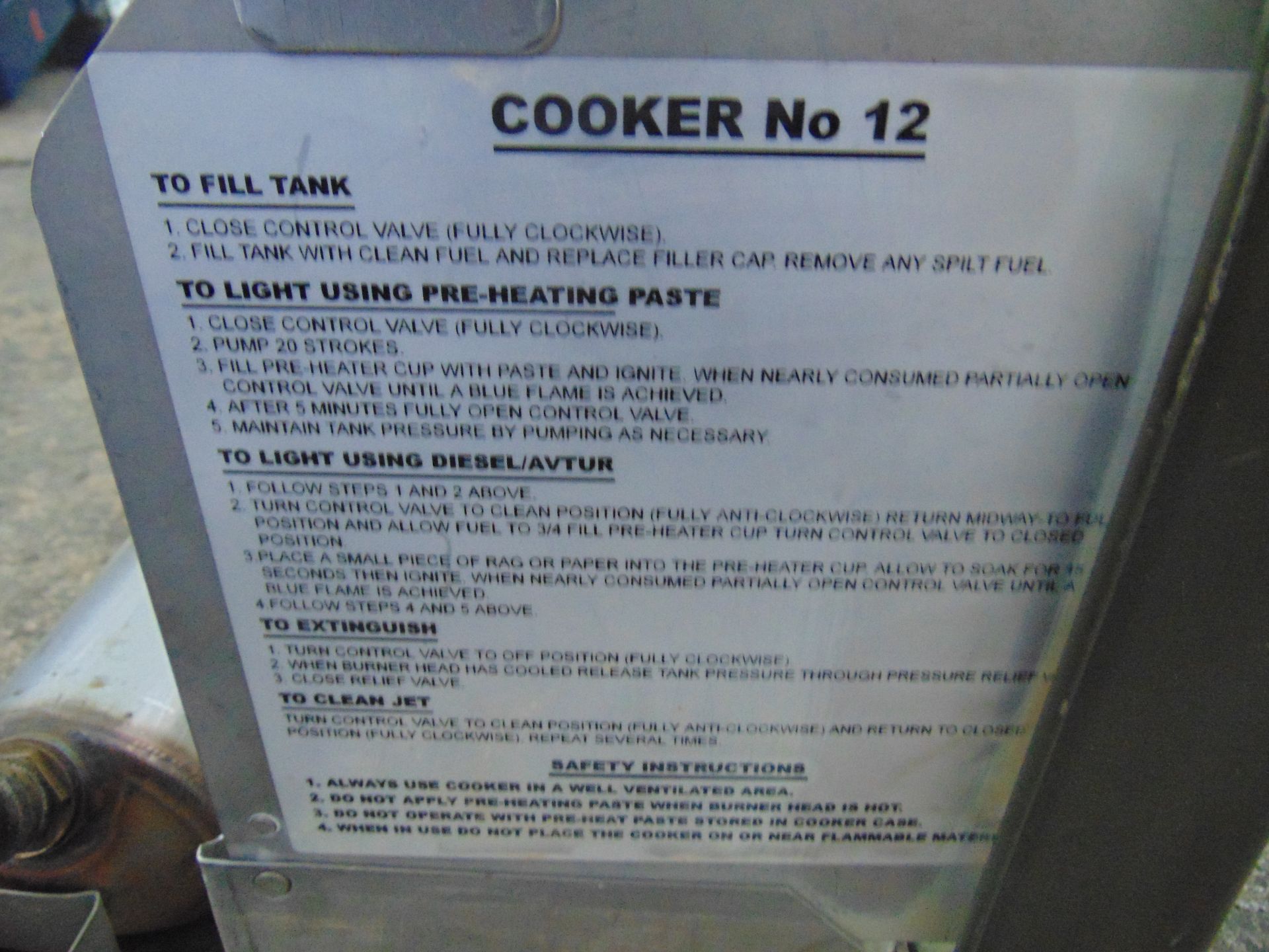 No. 12 Stove, Diesel Cooker/Camping Stove - Image 4 of 5