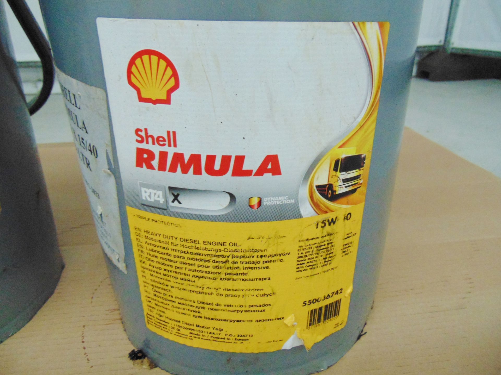 2 x Unissued Tubs of Shell Rimula RT4 X 15W-40 20L Heavy Duty Diesel Engine Oil - Image 2 of 5