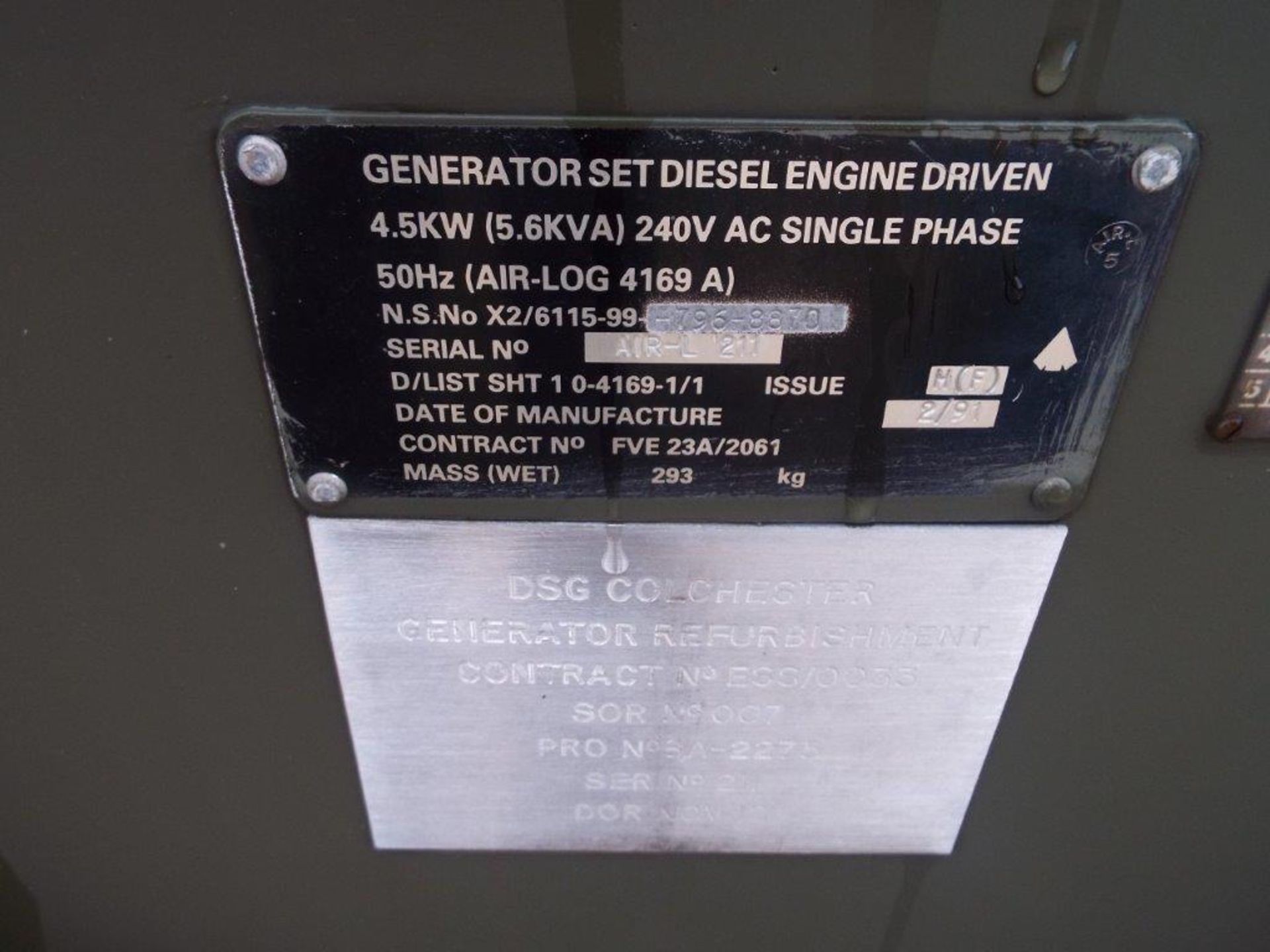 Lister Petter Air Log 4169 A 5.6 KVA Diesel Generator - Image 13 of 14