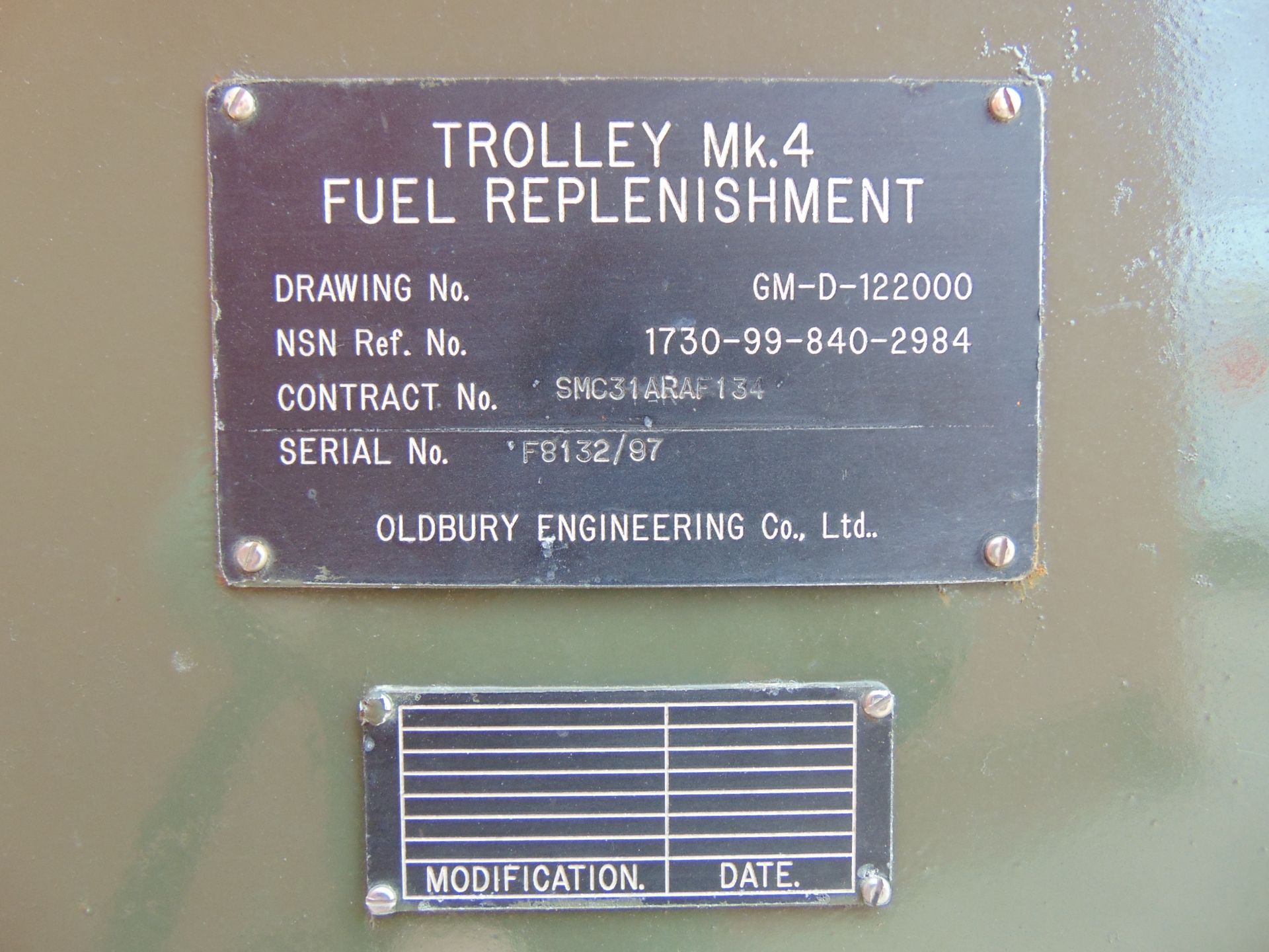 Oldbury MK4 Diesel Fuel Replenishment Trolley - Image 11 of 13