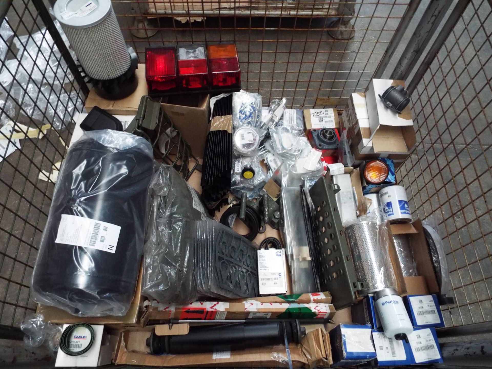 Mixed Stillage of Truck Parts inc Lamps, Shock Absorber, Filters, Cylinders etc