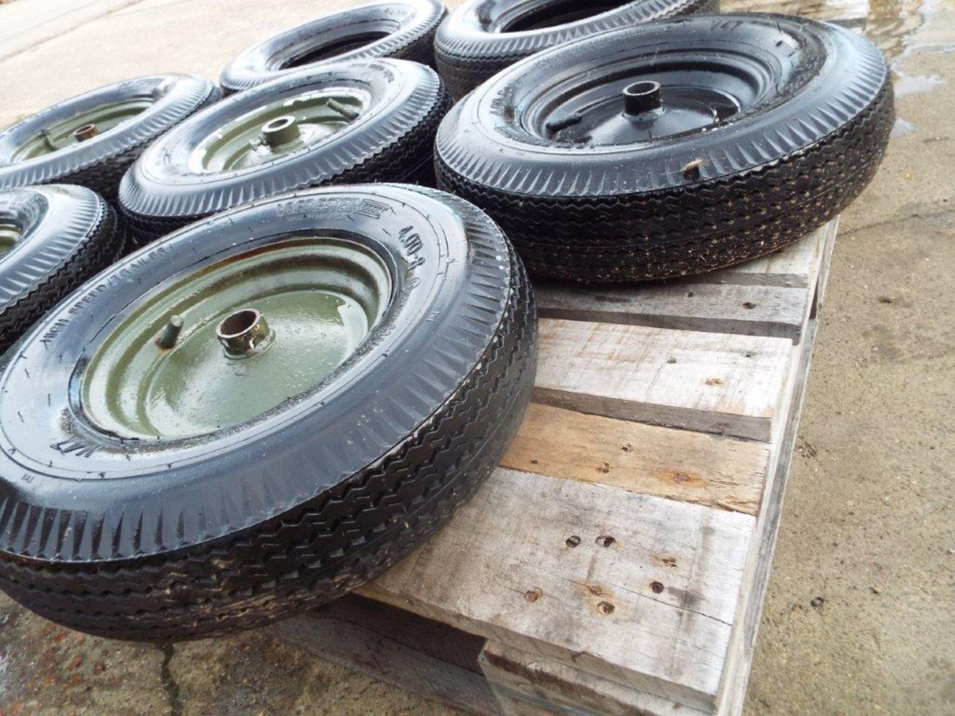 7 x Vredestein 4.00-8 Trailer Tyres with 5 x Rims - Image 8 of 12