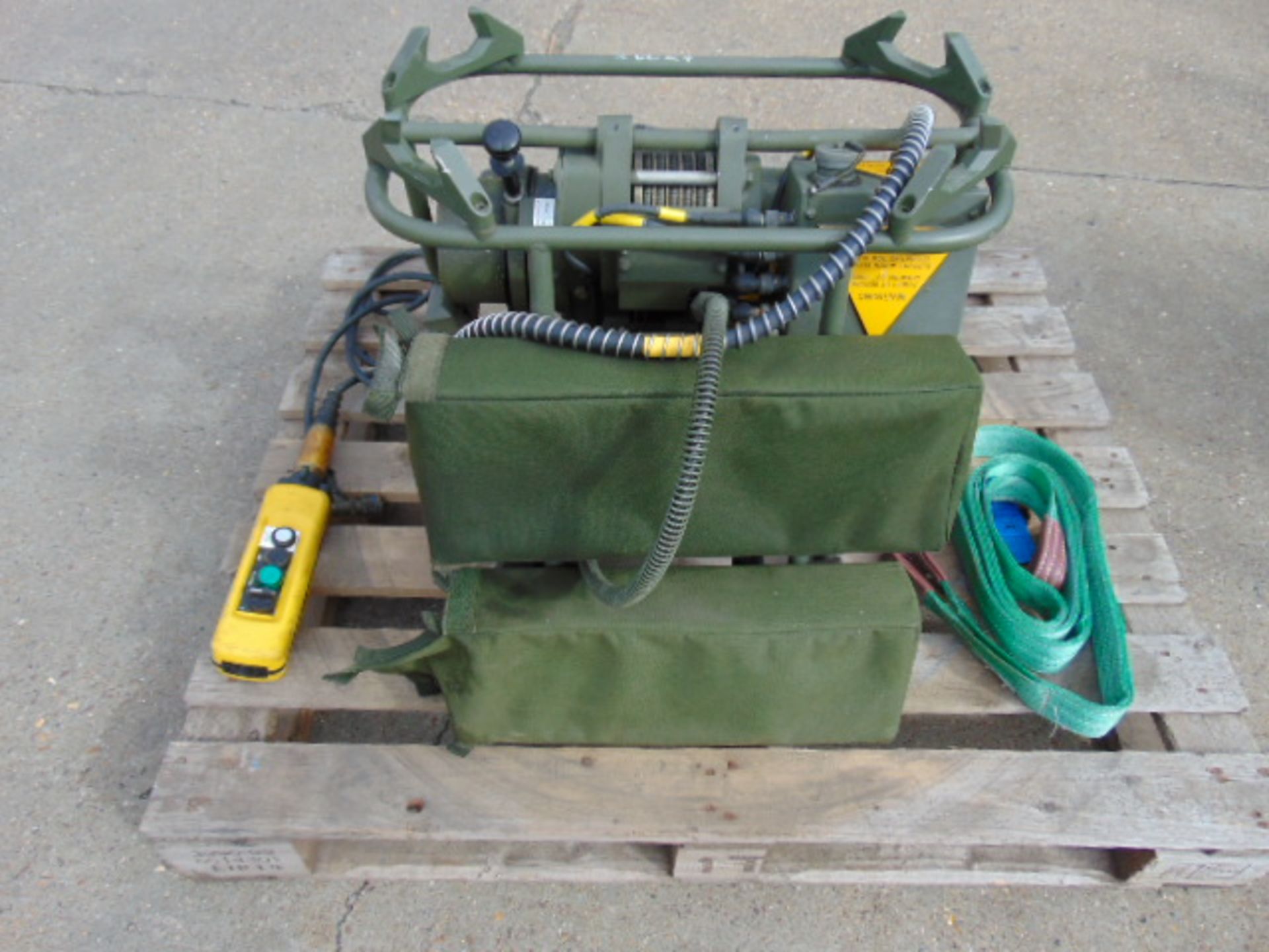 Unissued Demountable Recovery Winch Assembly c/w remote control and accessories from the UK MOD.