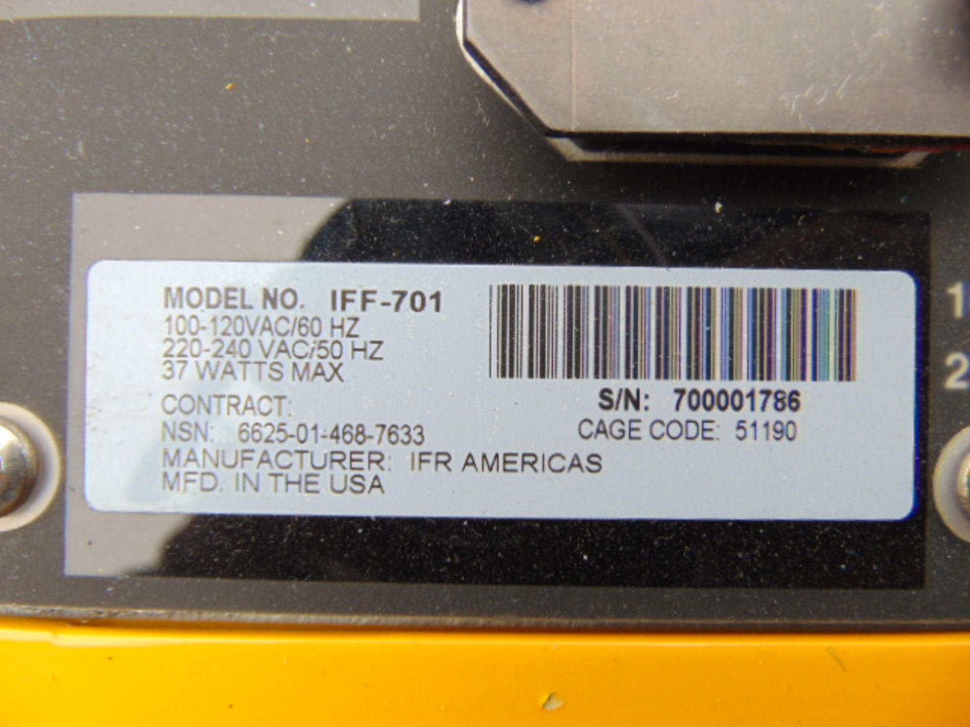 IFR Aeroflex IFF-701 Aircraft Transponder Test Set with accessories - Image 9 of 13