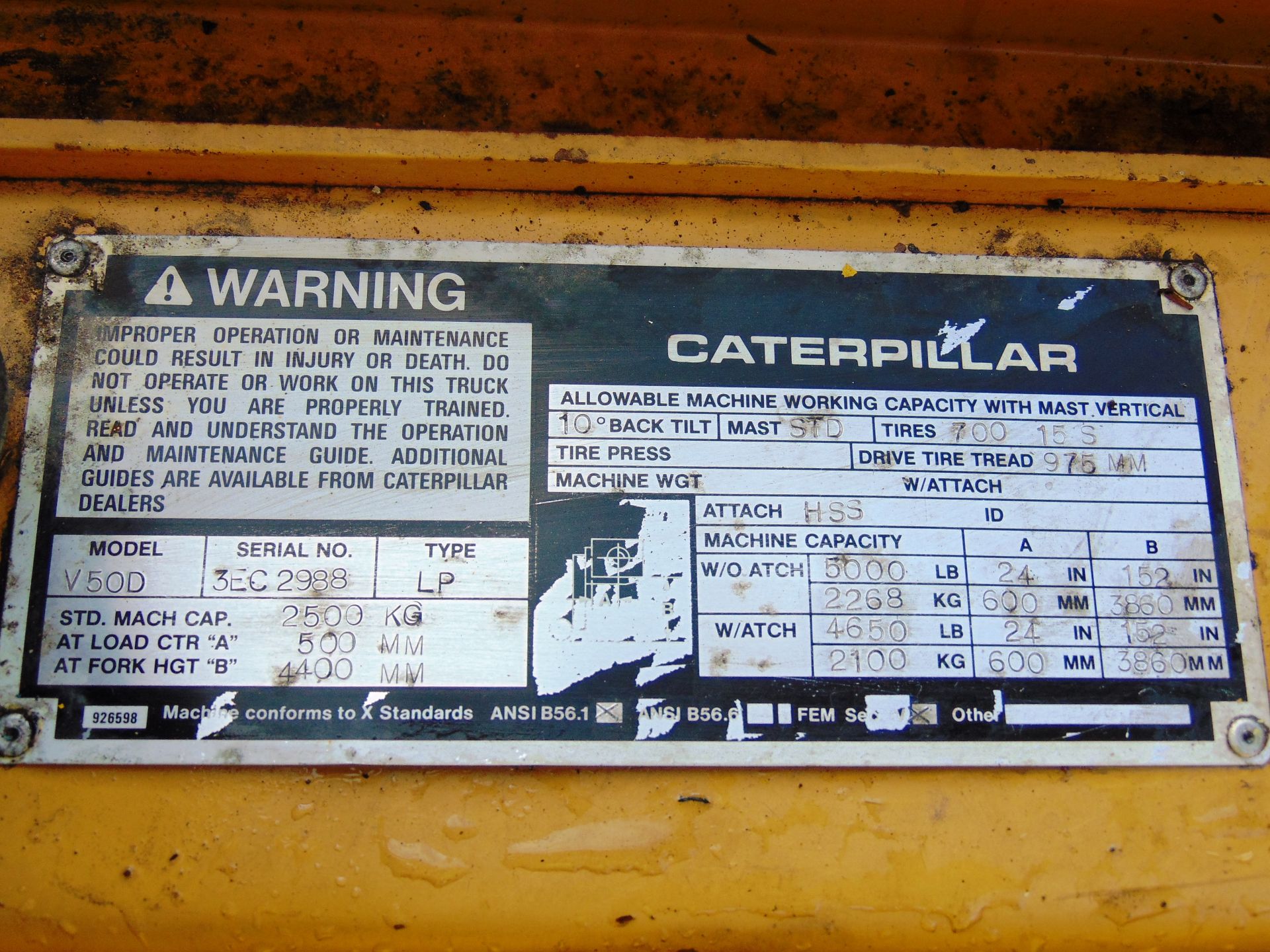 Caterpillar V50D Counter Balance Gas Powered Forklift - Image 19 of 25