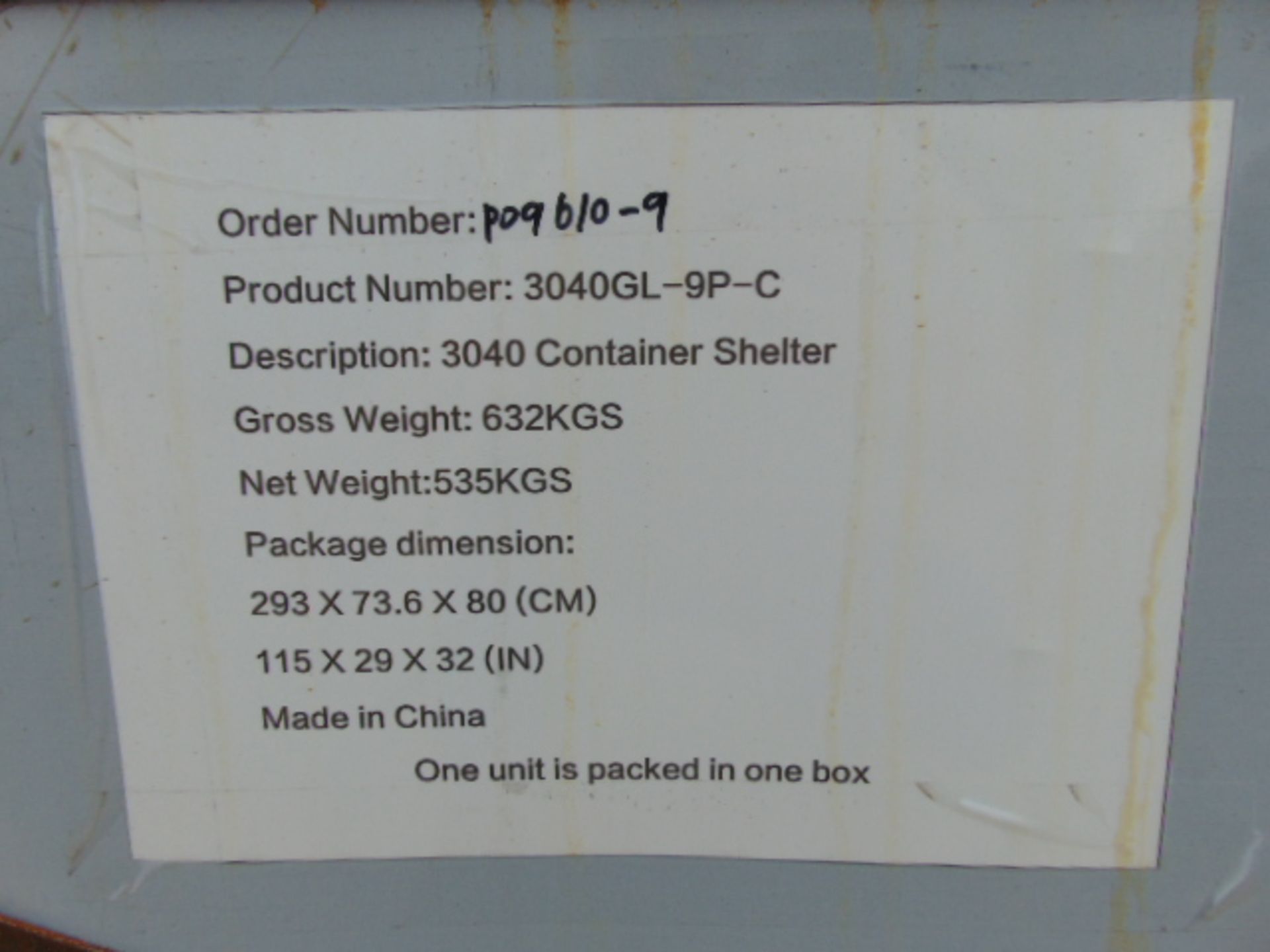 Container Shelter 30'W x 40'L x 7.2' H P/No 3040GL-9-C - Image 4 of 7