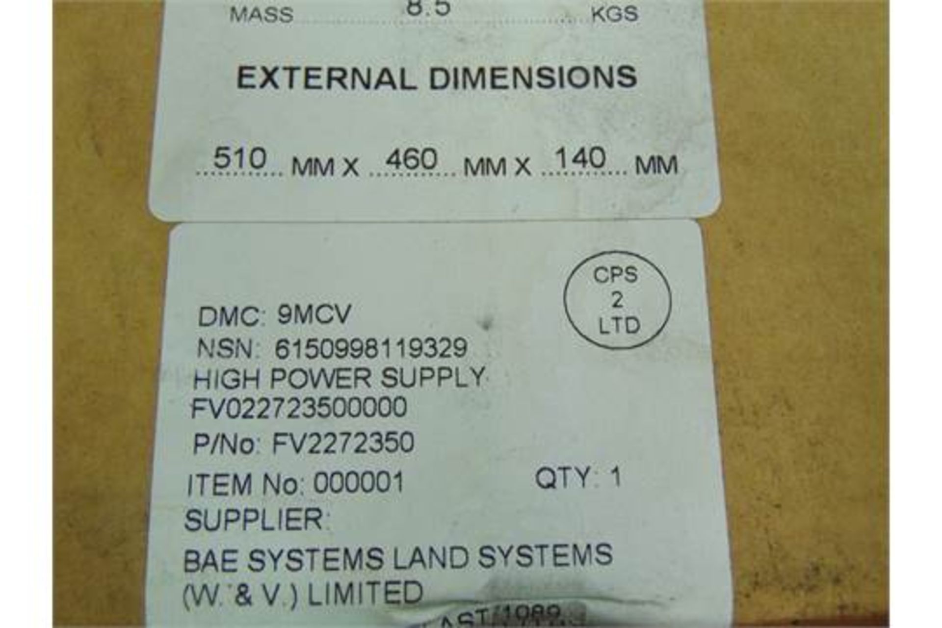 High Power Supply Cable P/no FV2272350 - Image 5 of 6