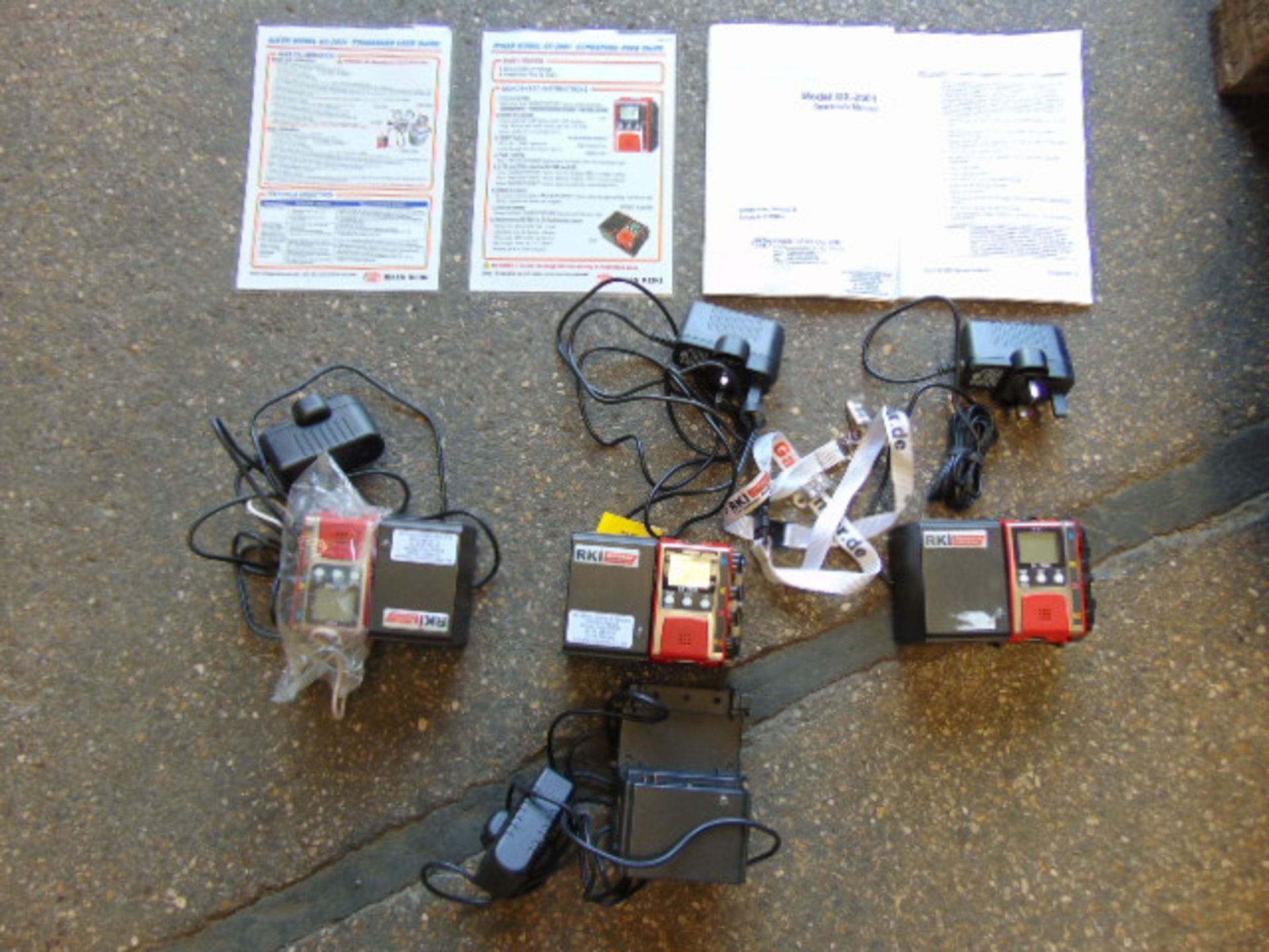 3 x RKI GX-2001 Gas Monitors C/W Chargers