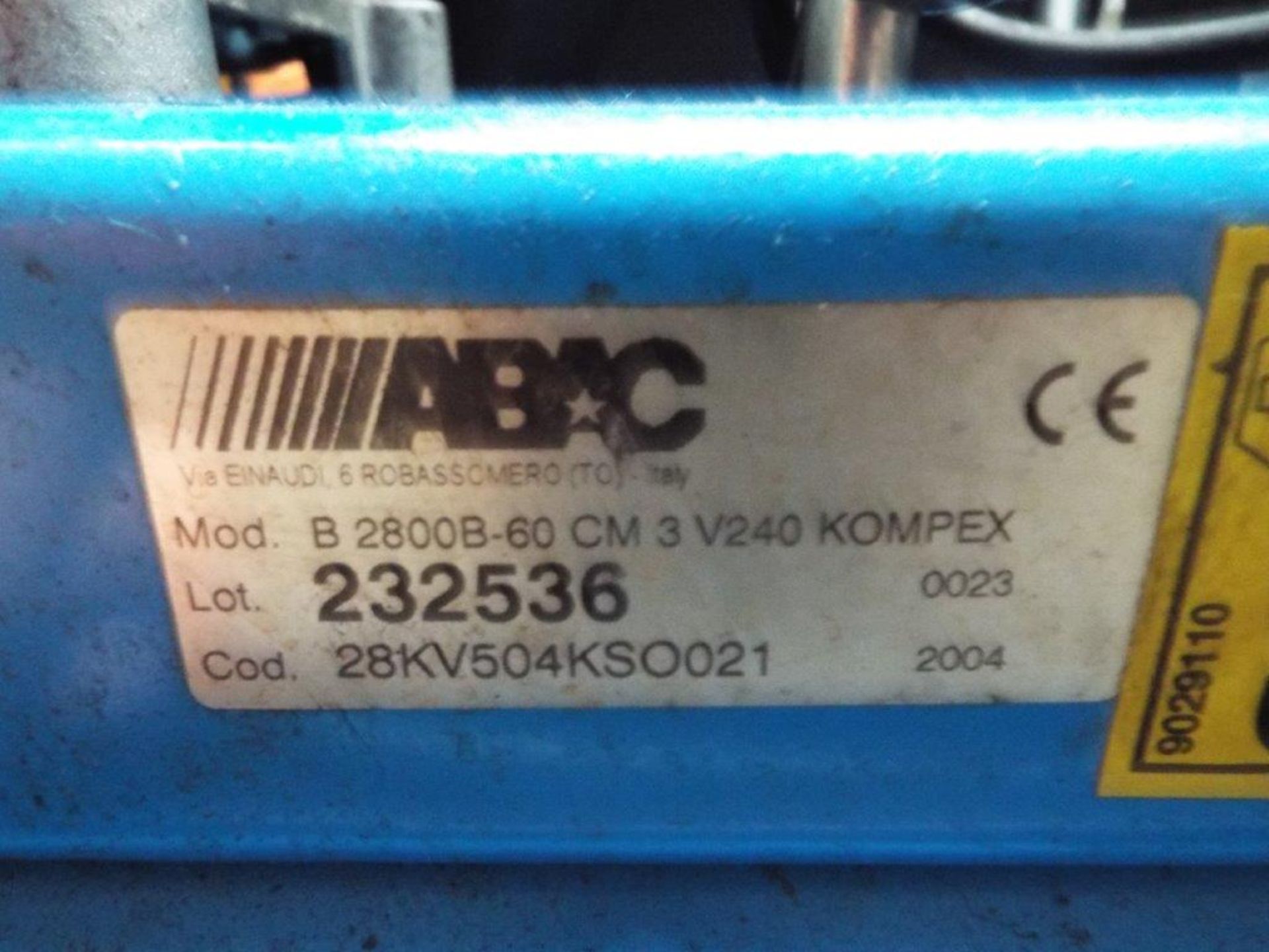 ABAC B 2800B-60 cm 3 V240 Kompex Mobile Air Compressor with PCL Mk 3 Inflator - Image 8 of 9