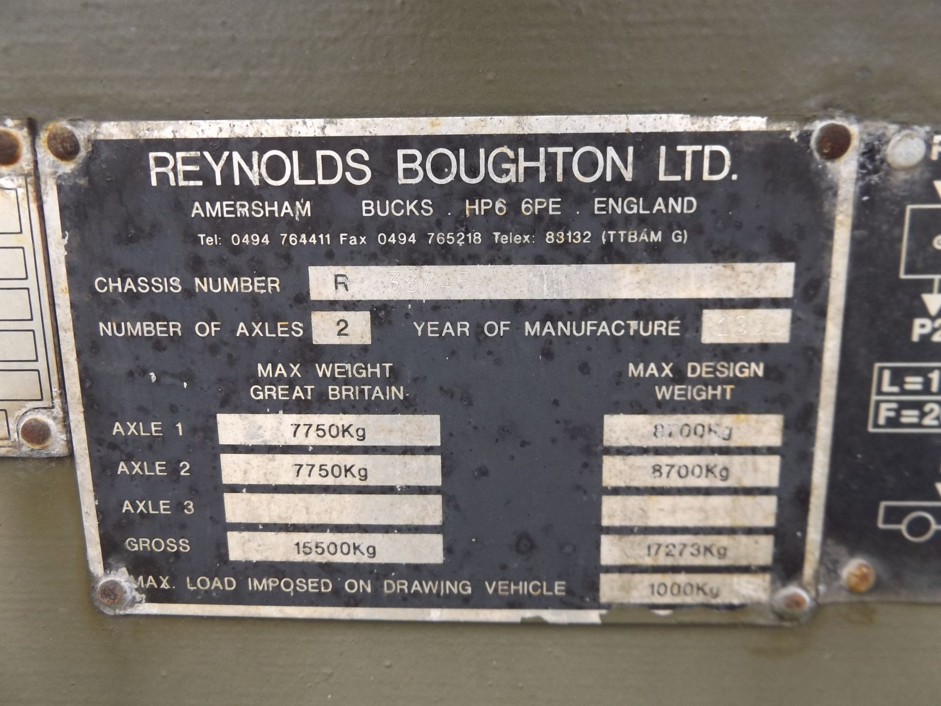 Reynolds Boughton MLRS 10.5 TON twin axle Skeletal Drops Trailer - Image 14 of 14