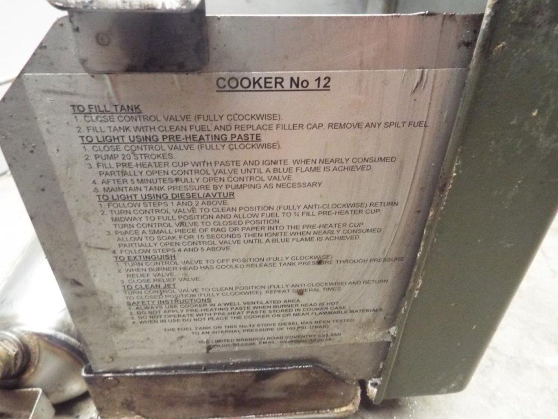 No. 12 Stove, Diesel Cooker/Camping Stove - Image 4 of 6