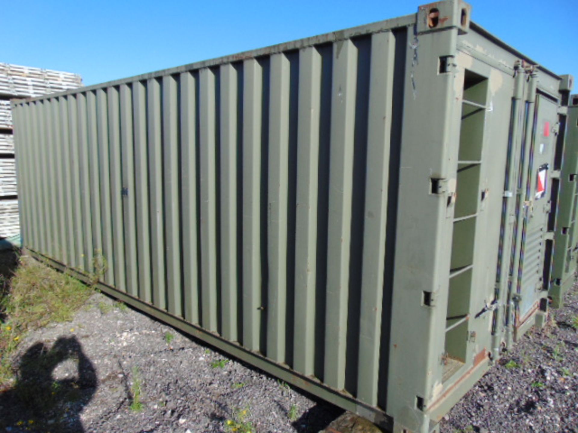 20ft ISO Shipping Container complete with fitted internal roller racking storage system.