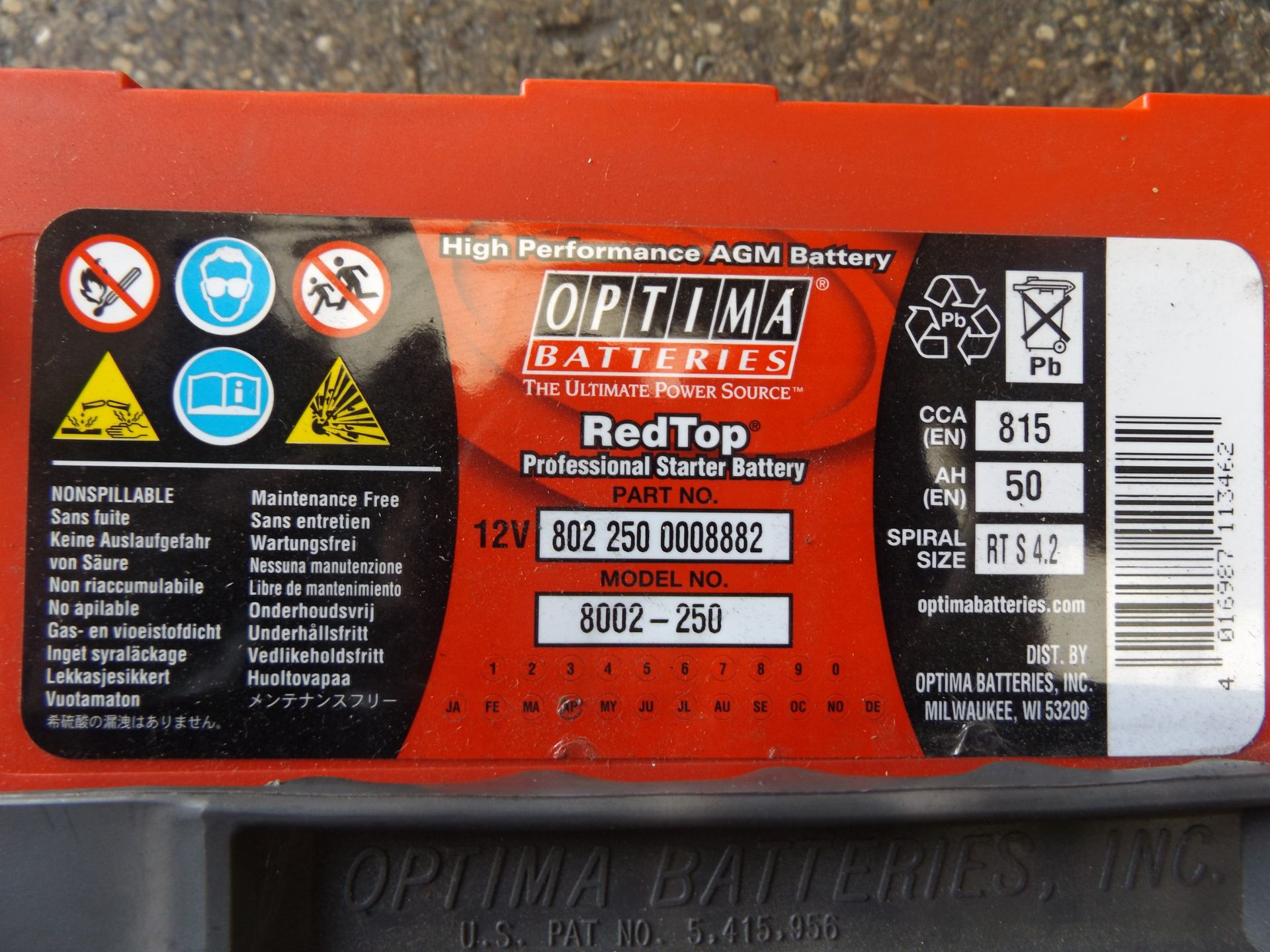 Optima Red Top RTS 4.2 (8002-250) 12V-50Ah Battery - Image 3 of 5