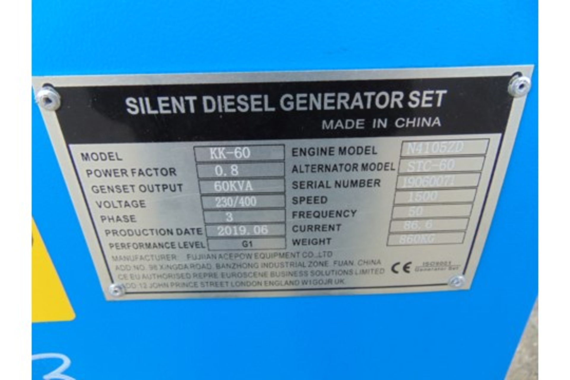 UNISSUED 60 KVA 3 Phase Silent Diesel Generator Set - Image 15 of 15