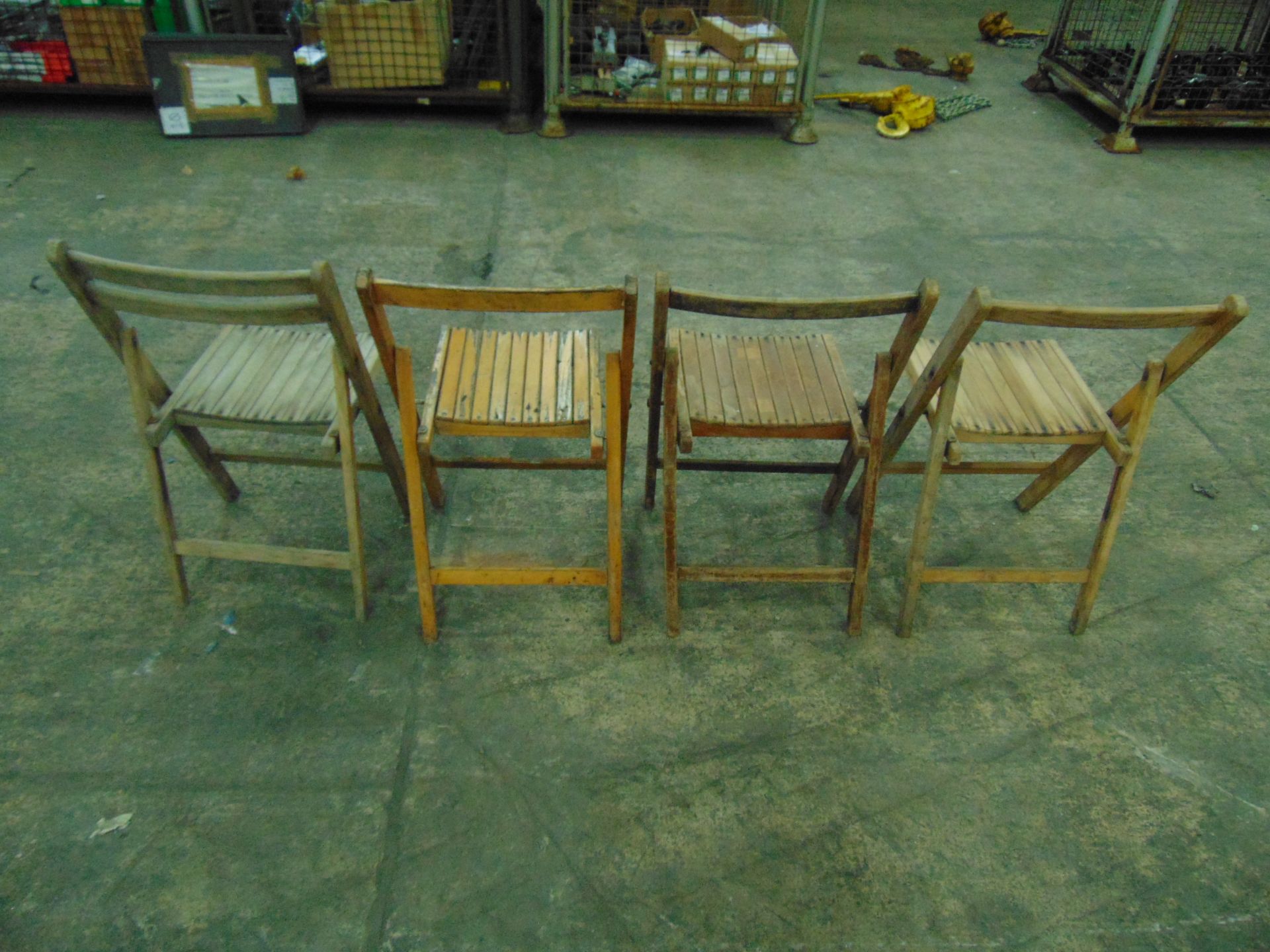 4 x Folding Beech Chairs - Image 2 of 4