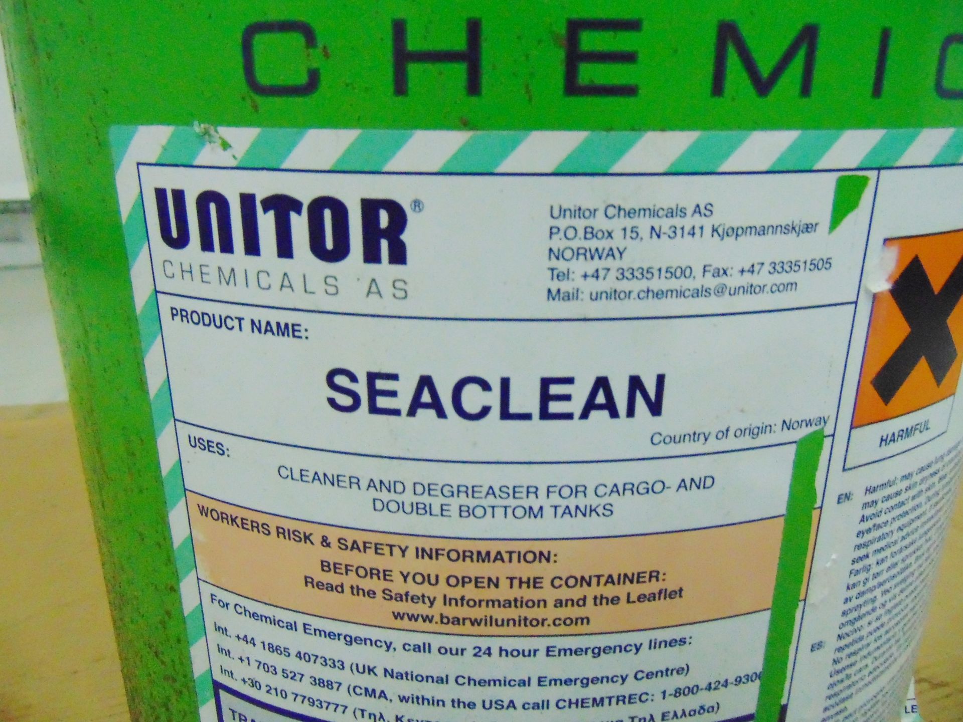 1 x Unissued 25L Drum of Unitor Chemicals Seaclean Degreaser - Image 3 of 4