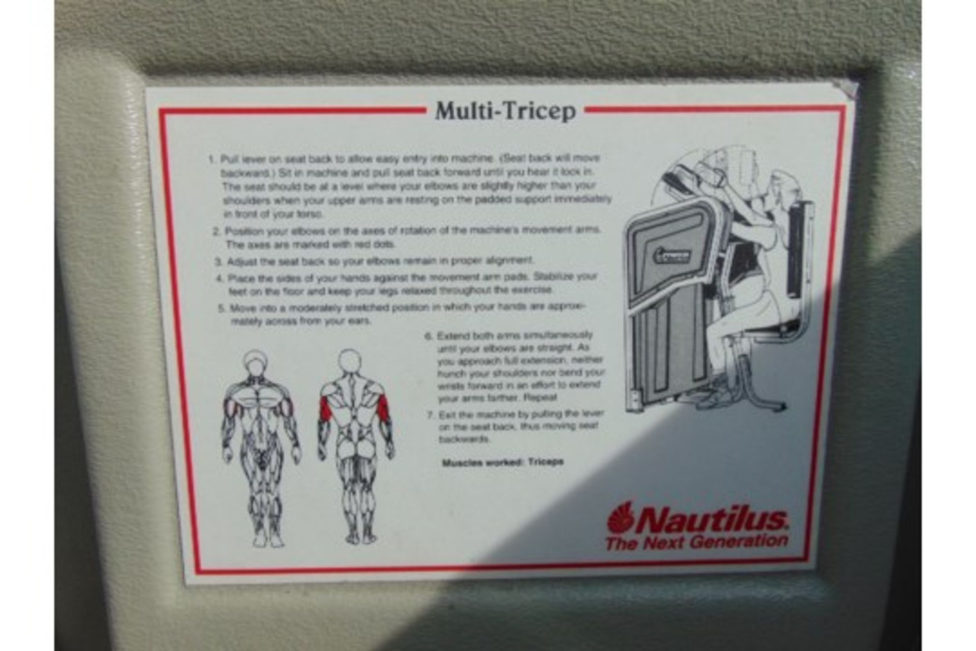 Nautilus Multi-Tricep Exercise Machine - Image 10 of 12