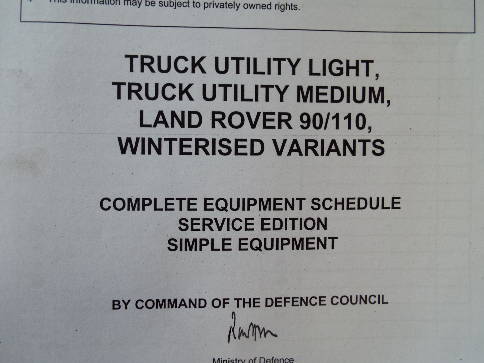 Extremely Rare Military Winterised Land Rover 90/110 Operating Manual - Image 2 of 6
