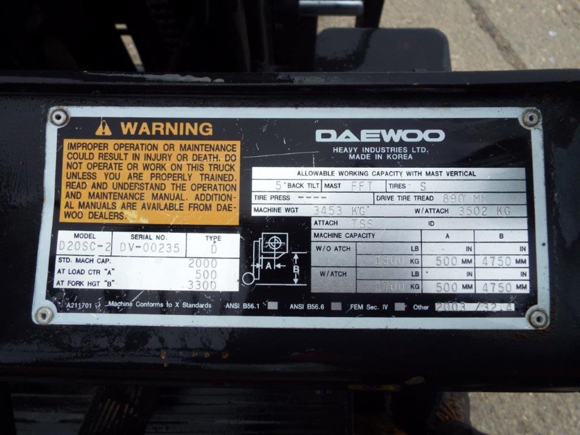 Daewoo D20SC-2 Counter Balance Forklift - Image 16 of 18