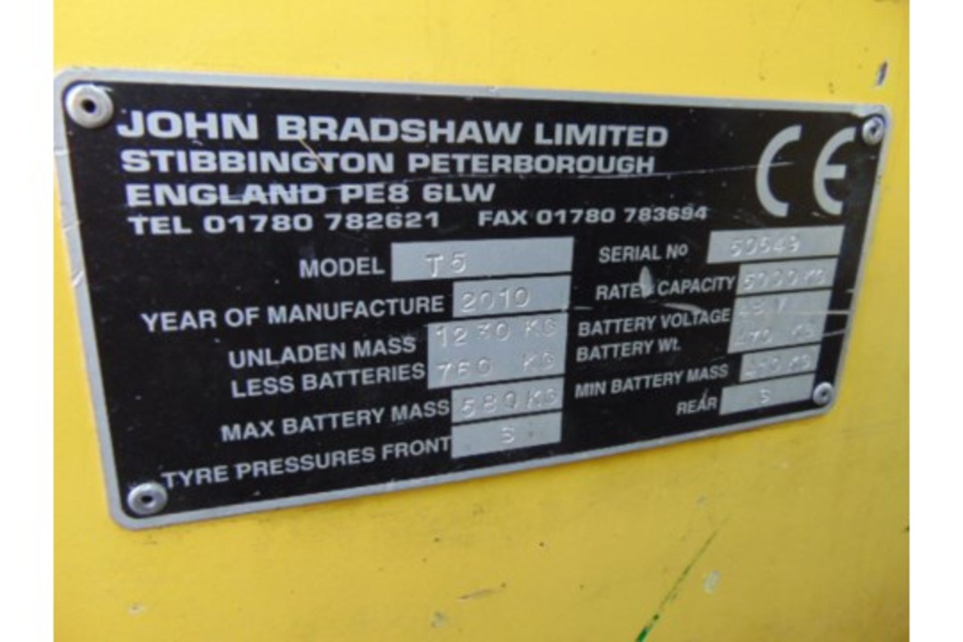 2010 Bradshaw T5 5000Kg Electric Tow Tractor c/w Battery Charger - Image 9 of 11