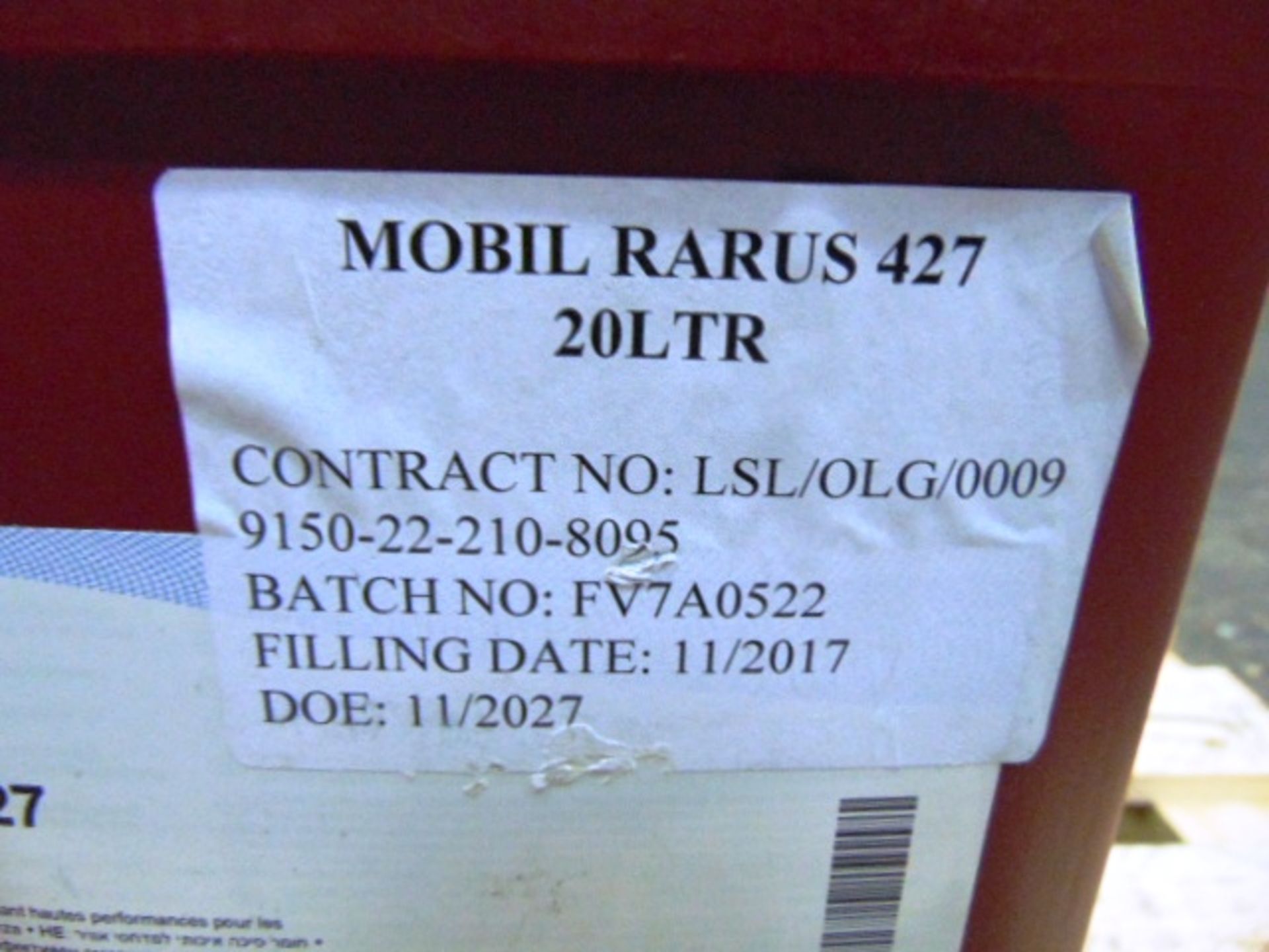 7 x Unissued 20L Drums of Mobil Rarus 427 Air Compressor Lubricant / Oil - Bild 5 aus 5