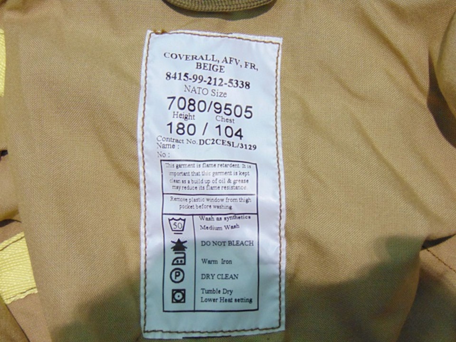 AFV Crewman Desert Coverall Size 180/104 - Image 3 of 3