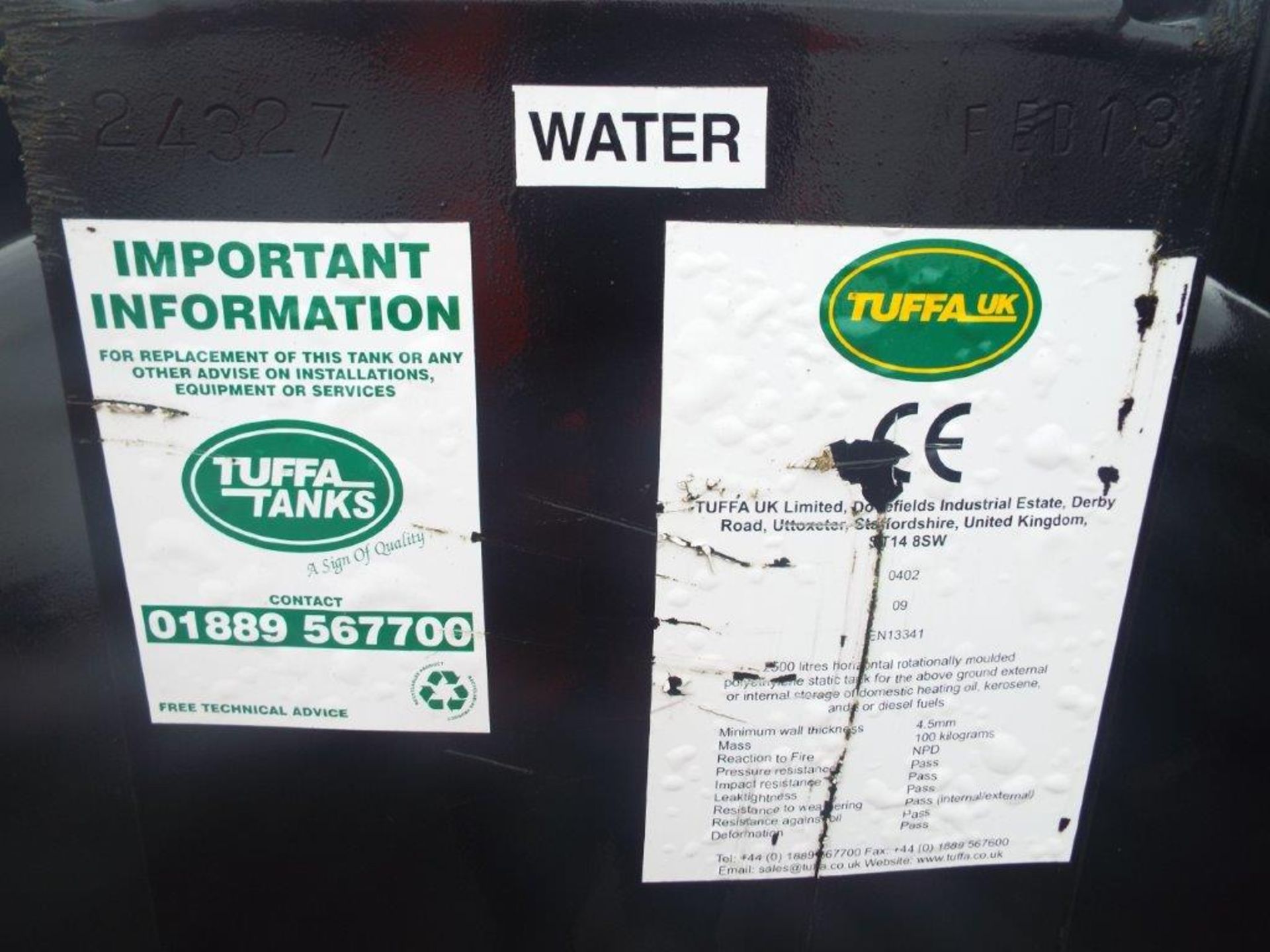 Tuffa 2500 litre (500 gallon approx) Horizontal Static Water Tank - Image 10 of 13