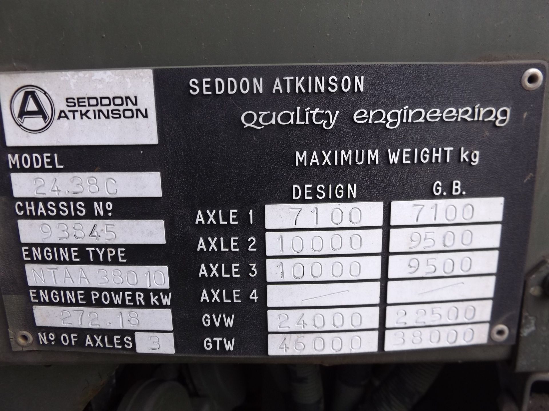 Seddon Atkinson TC24.38C 68 ton 6x4 RHD tractor unit - Image 15 of 17