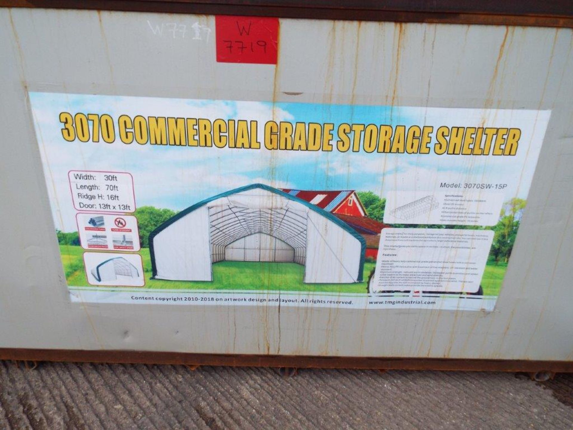 Heavy Duty Storage Shelter 30'W x 70'L x 16' H P/No 3070SW-11P - Image 3 of 8