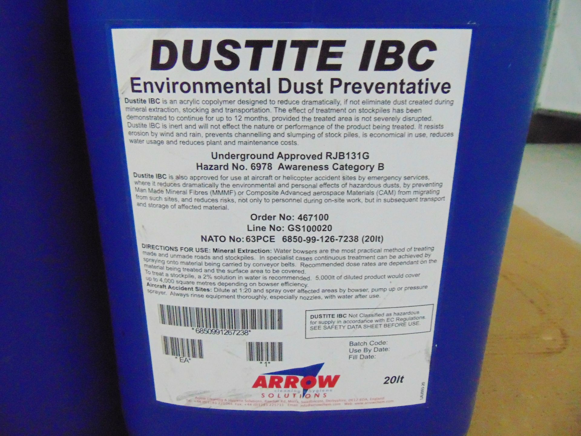 5 x Unissued 20L Tubs of Dustite IBC Environmental Dust Preventative - Image 2 of 3