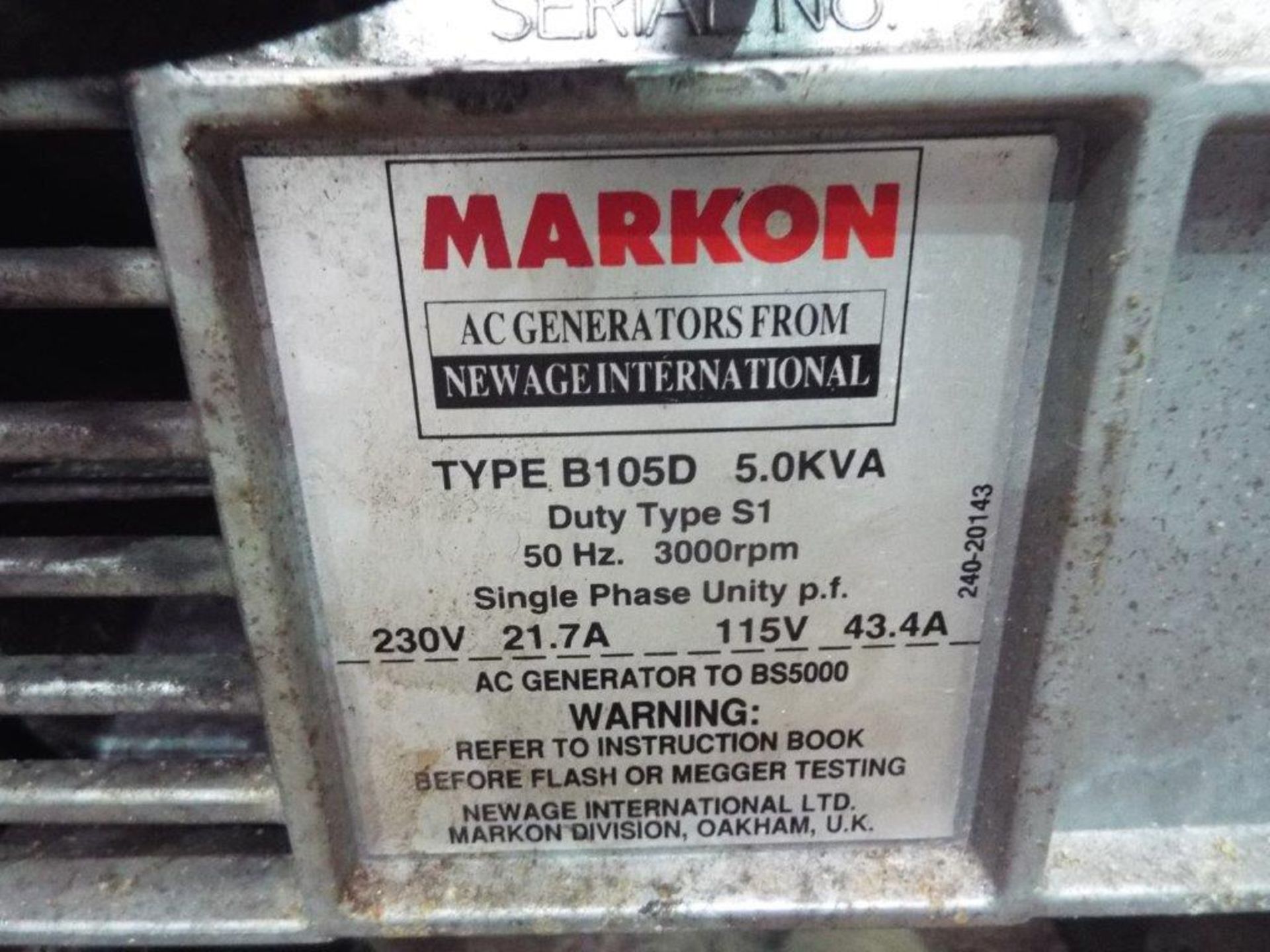 Lister Petter Markon 5 KVA Single Phase Diesel Generator - Image 10 of 14