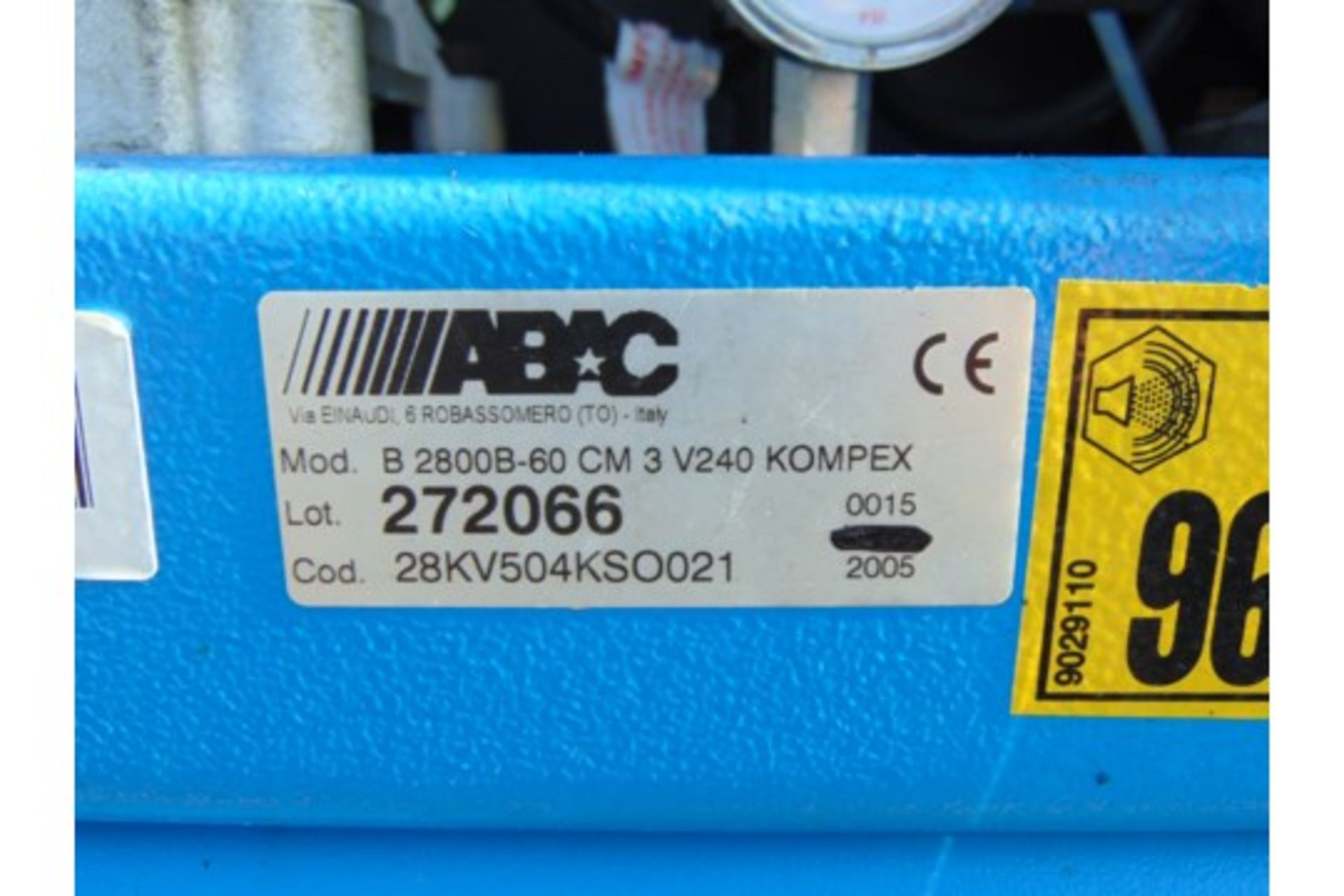 ABAC B 2800B-60 cm 3 V240 Kompex Mobile Air Compressor - Image 10 of 10