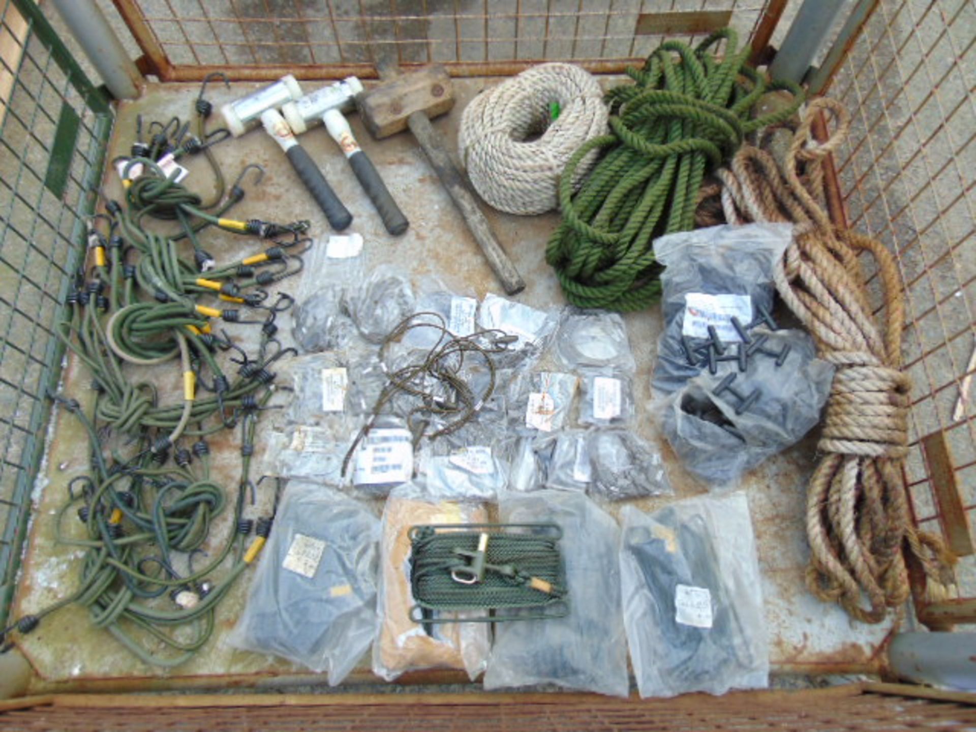 Mixed Stillage of Rope, Nylon Hammers, Bungee Chords etc