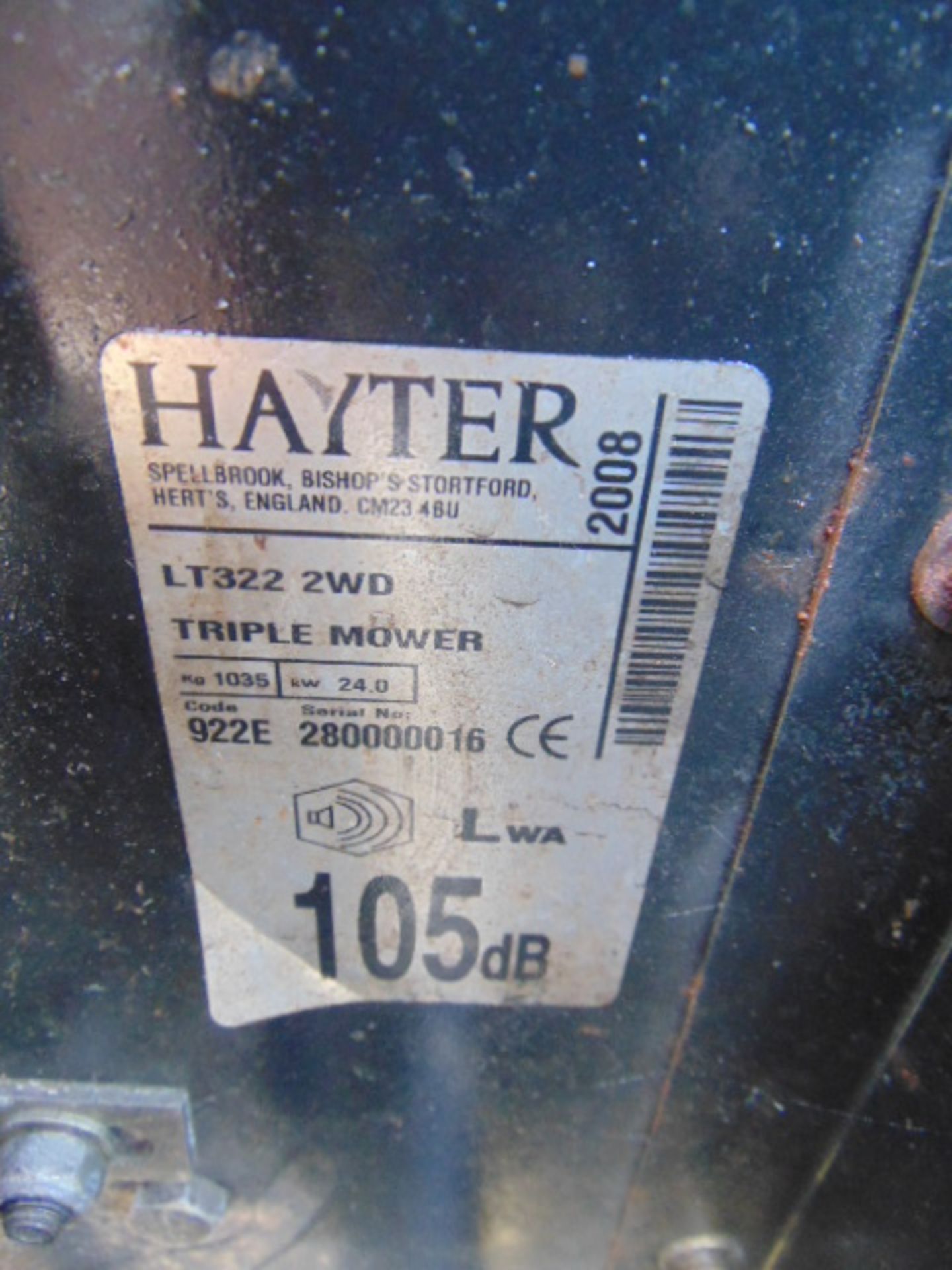 2008 Hayter LT322 Triple Gang Ride on Mower Council Owned - Image 22 of 23