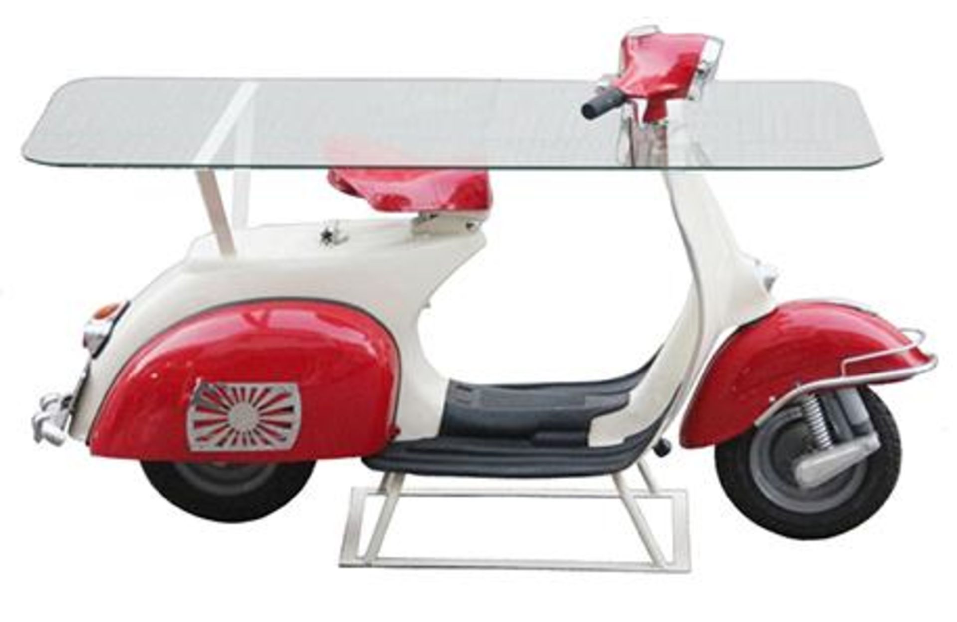 Amazing Vintage Vespa 150 Scooter Glass Top Table