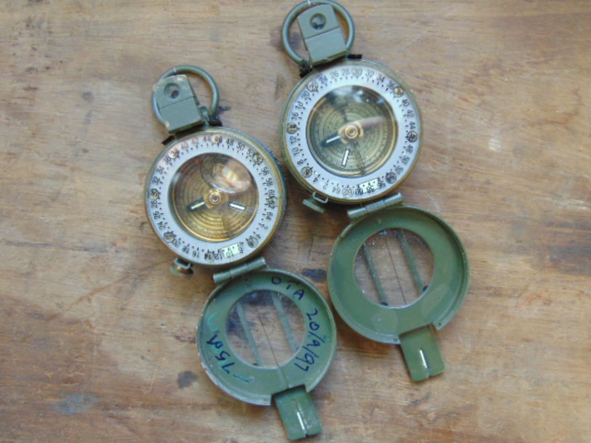 2 x Genuine British Army Stanley Prismatic Marching Compass'