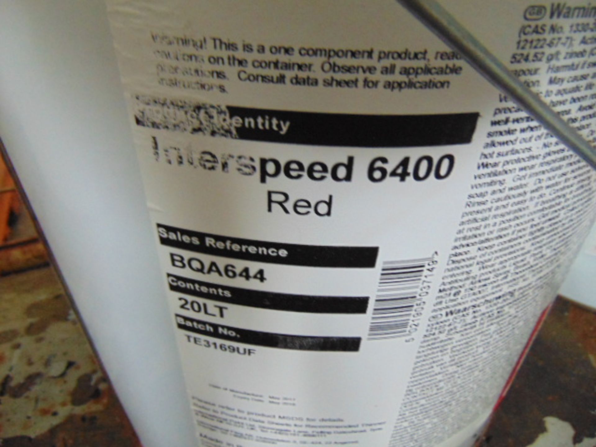 3 x Unissued 20L Cans of Intersmooth 7460HS Brown Coating & 1 x 20L Can of Interspeed 6400 Red - Image 3 of 4