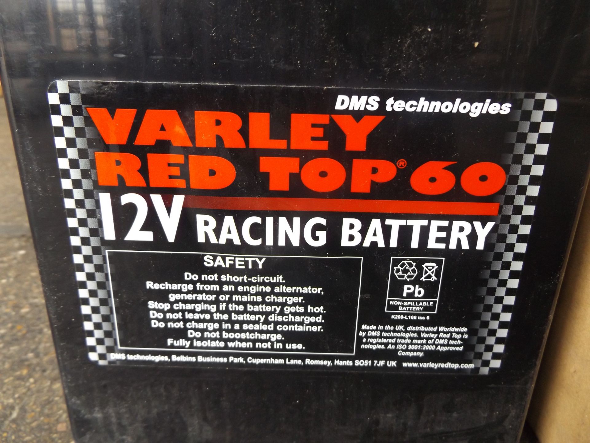 2 x Varley Red Top 60 12V Racing Batteries - Image 2 of 4