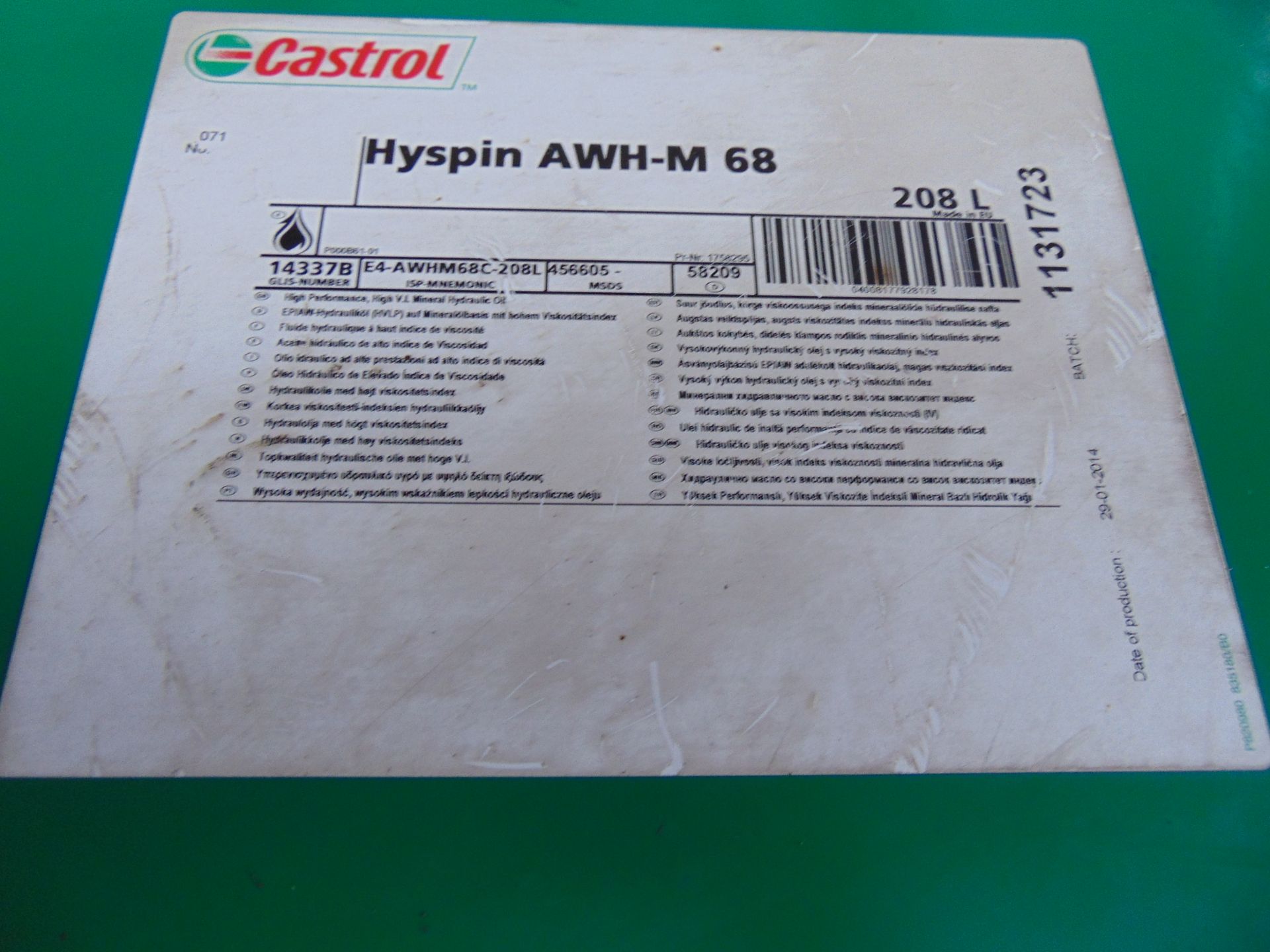1 x Unissued 208L Drum of Castrol Hyspin AWH-M 68 Hydraulic Oil - Bild 5 aus 6