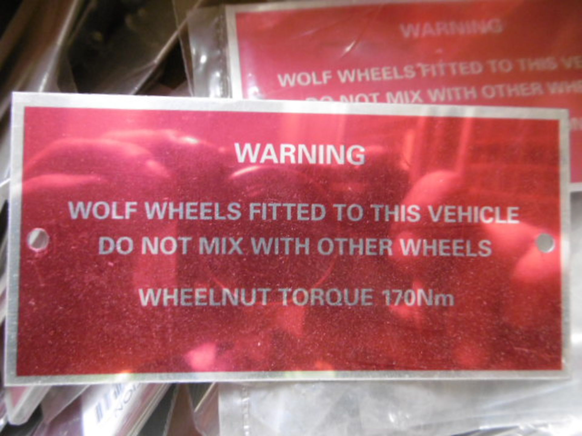 50 x Very Rare British Army Land Rover Defender 90/110 Tithonus Wolf Wheel Warning Plates - Image 2 of 4