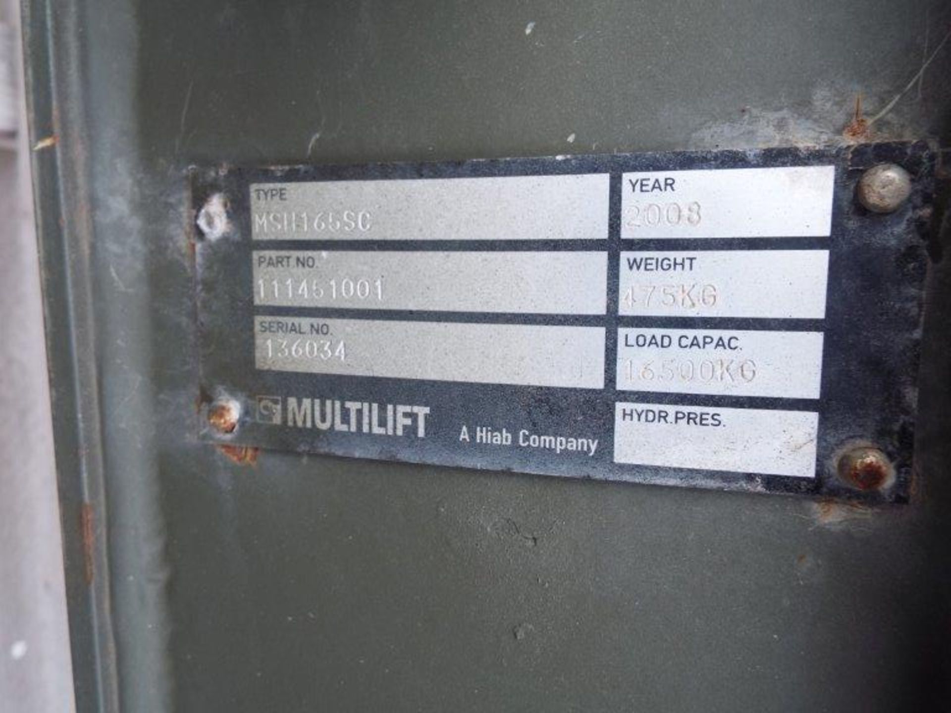 Multilift MSH165SC 16.5T Hydraulic Container Hook Loading System - Image 10 of 15