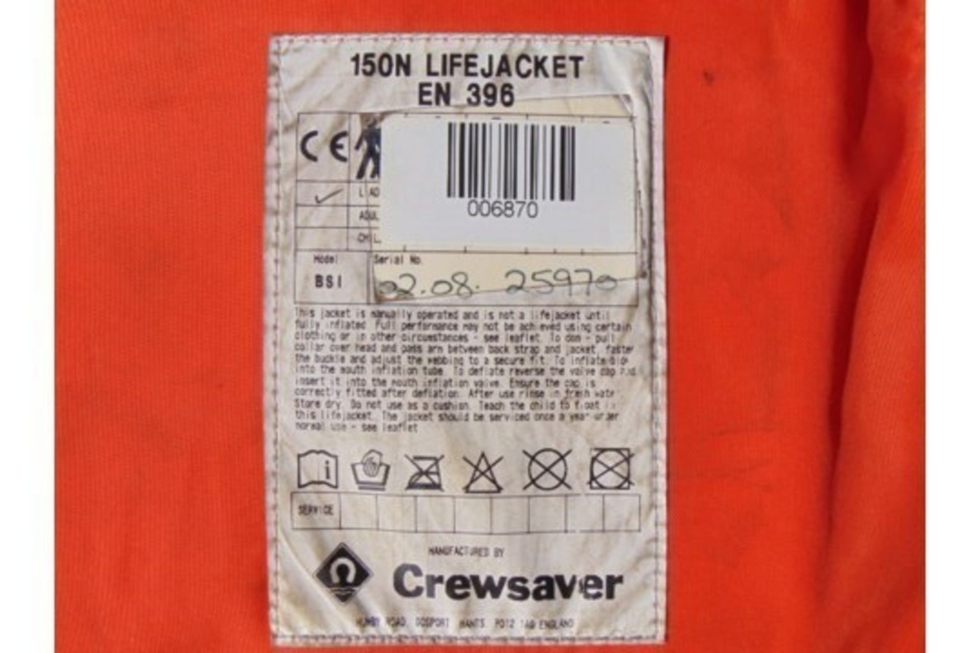 4 x Crewsaver 150N Air Foam Lifejackets - Image 6 of 6