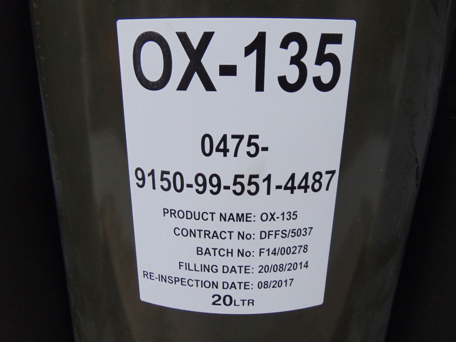 15 x Unissued 20L Cans of OX-135 Refridgerant Compressor Lubricating Oil - Image 5 of 6